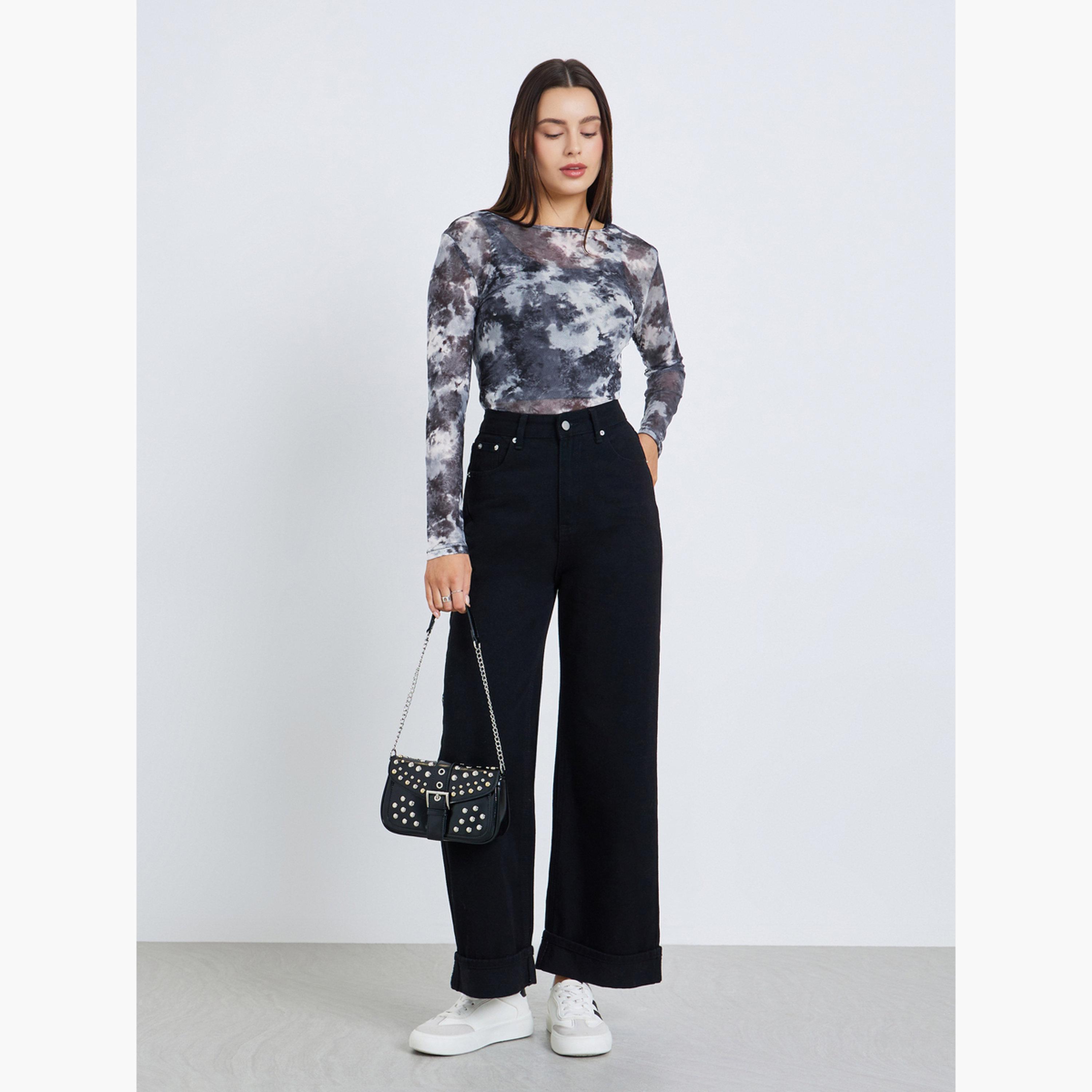 Styli Women Graphic Print Mesh Long Sleeve Top-women-clothing-shirtsandblouses-blouses-image-2