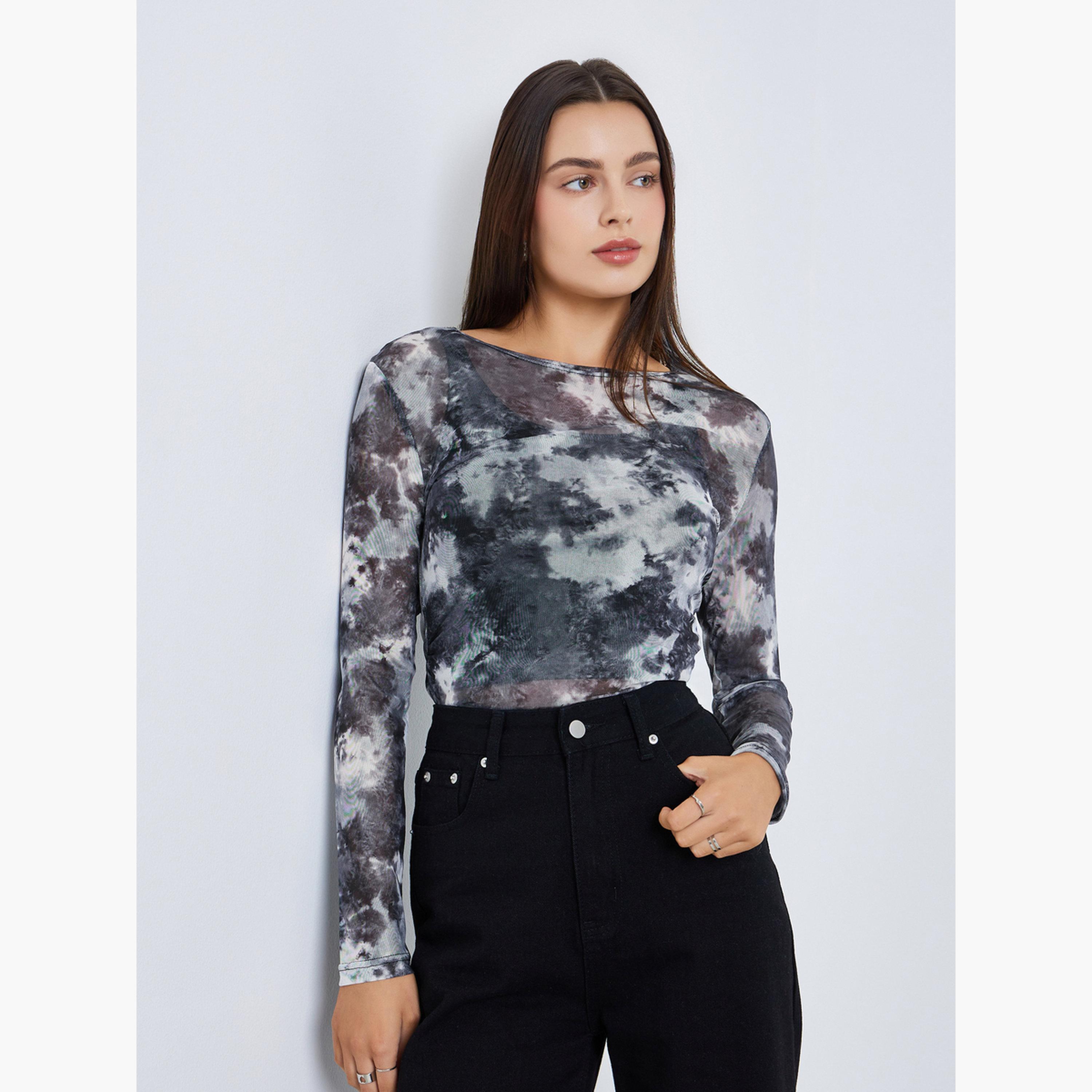 بلوزة بأكمام طويلة وطبعة جرافيك-women-clothing-shirtsandblouses-blouses-image-3