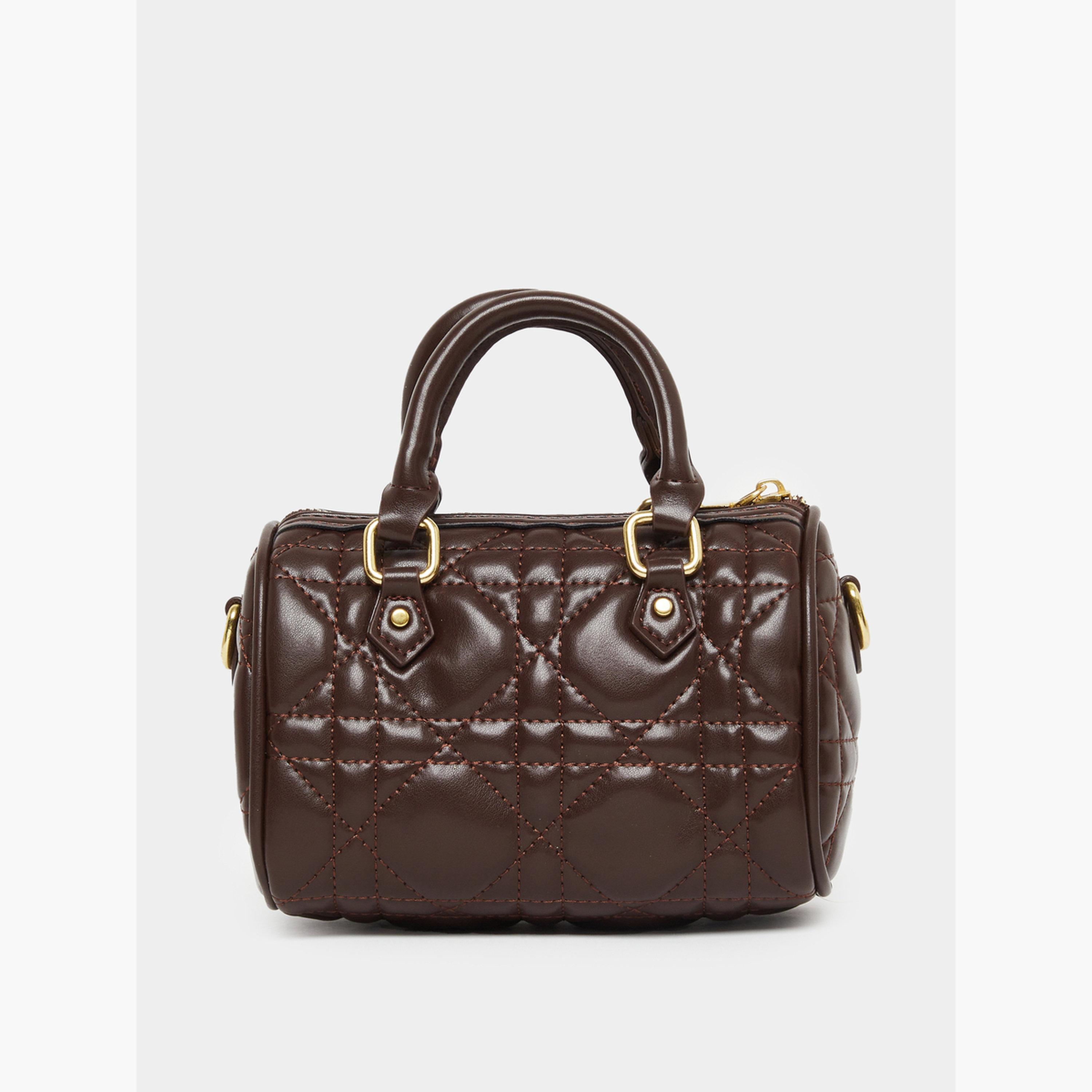 Styli Quilted Coffee Brown Satchel Bag with Scarf Detail-women-bagsandwallets-handbags-image-2