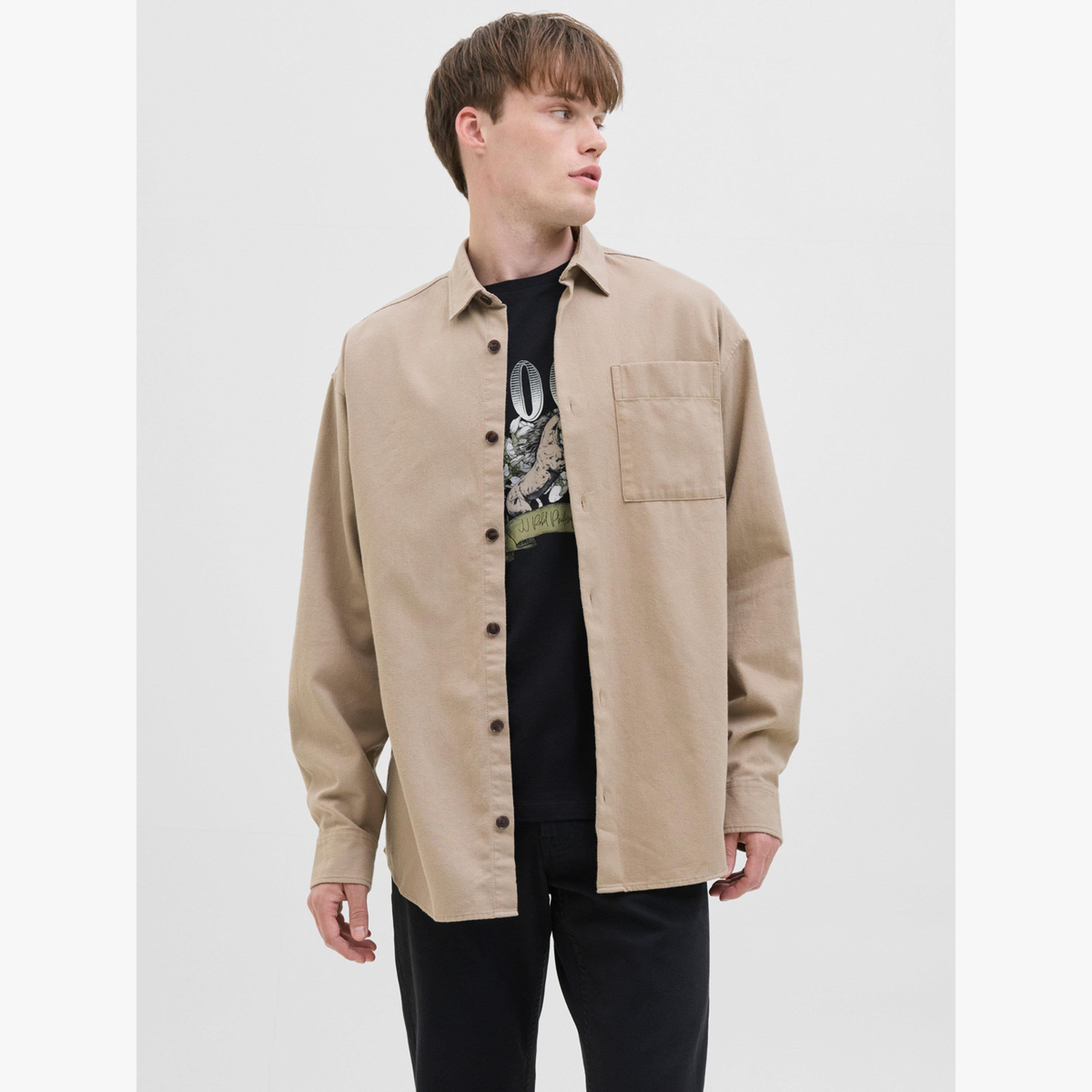 REBEL Brown Cotton Blend Plain Shirt-men-clothing-shirts-image-1