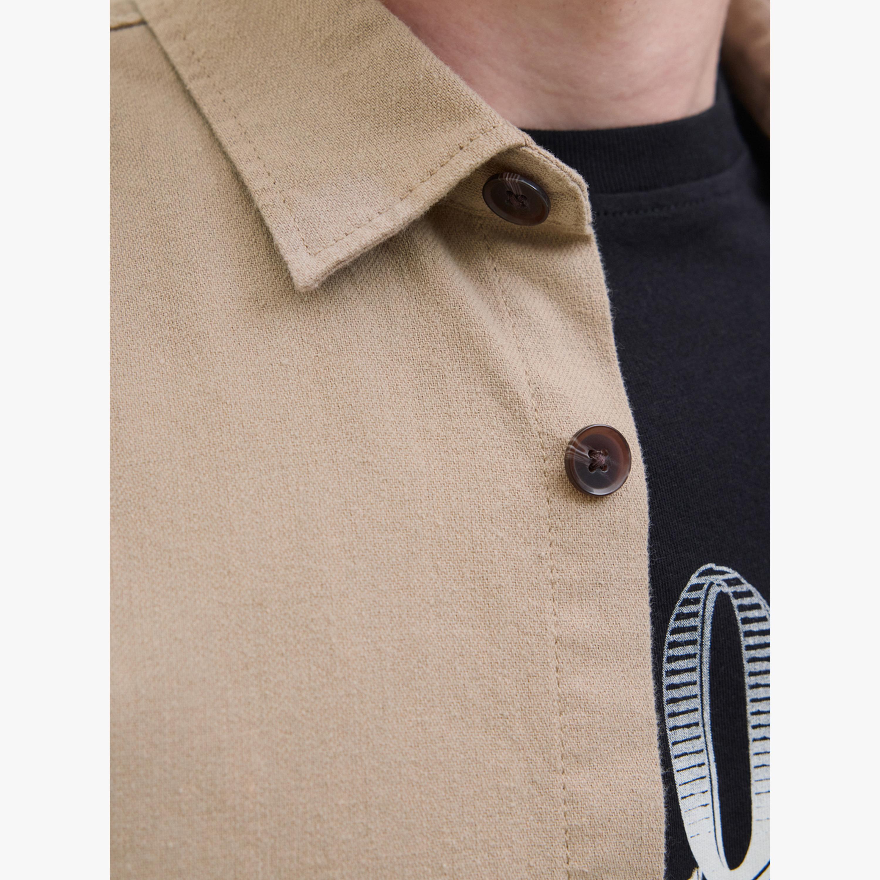 REBEL Brown Cotton Blend Plain Shirt-men-clothing-shirts-image-5