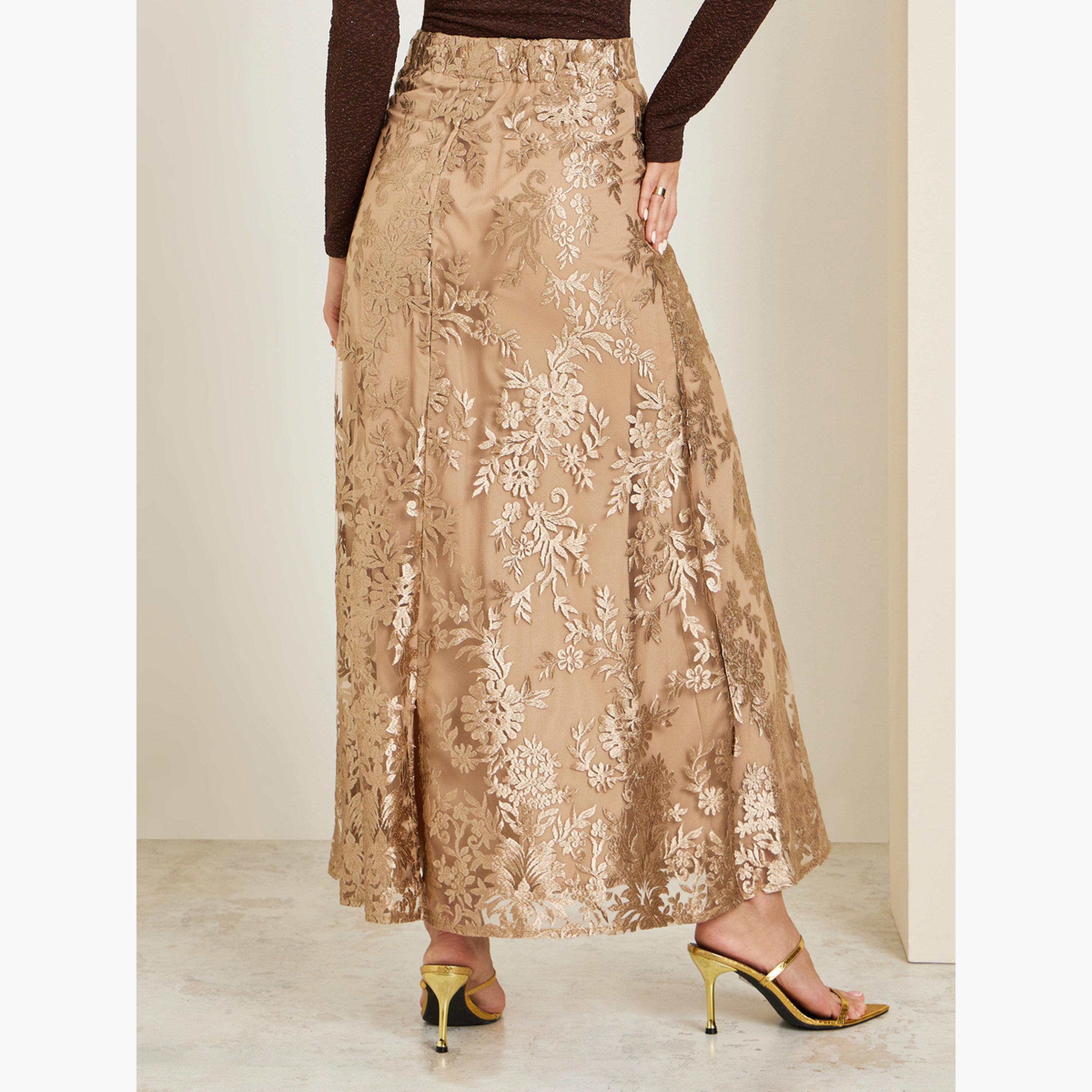 تنورة ماكسي بقصة ضيقة من الدانتيل للنساء-women-clothing-bottoms-skirts-image-4