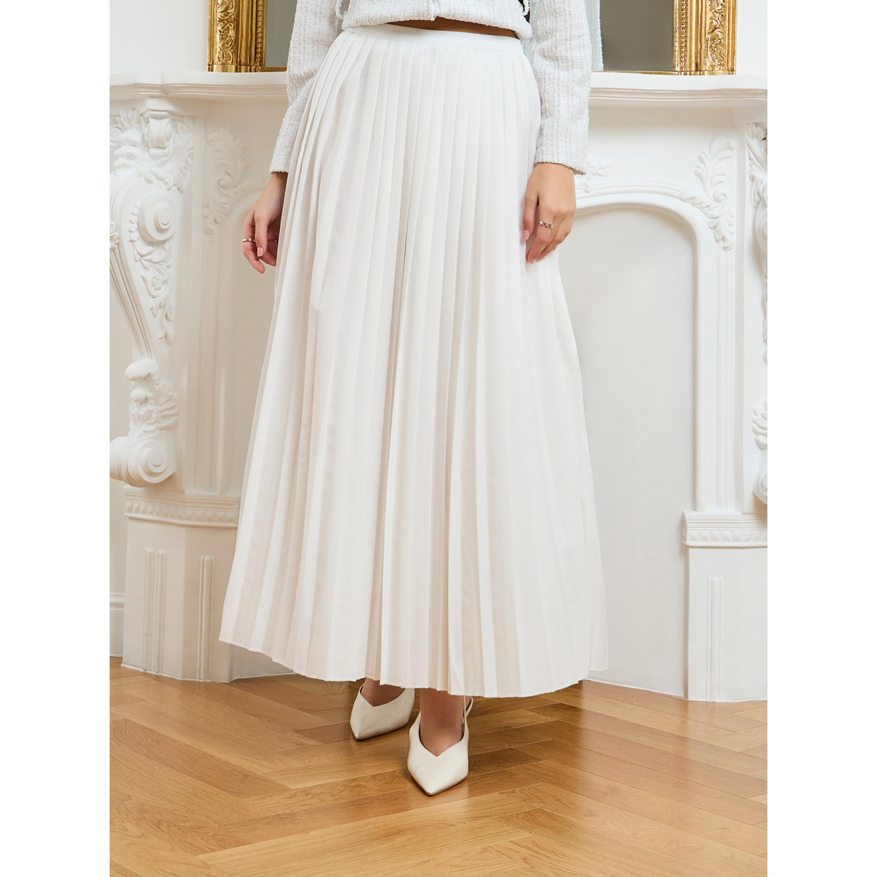 Styli Women Off-White Tweed Top and Pleated Skirt Co-Ords-women-clothing-coordsets-image-6