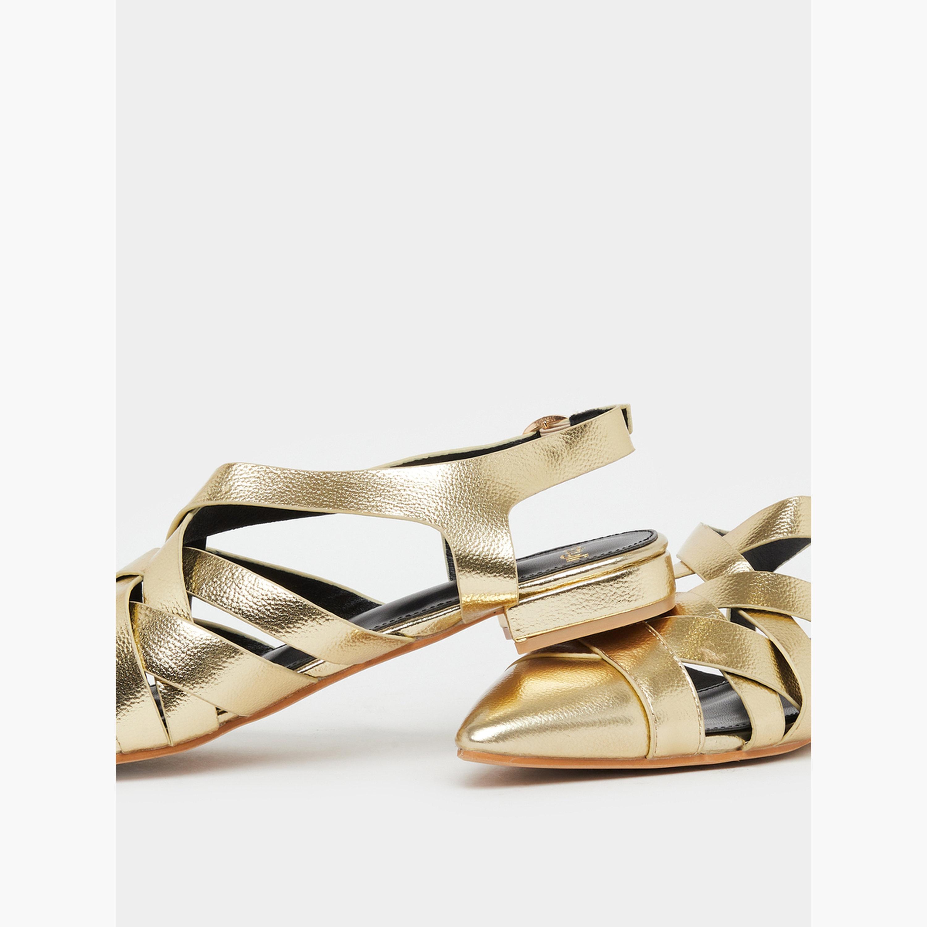 Styli Women Gold Woven Slingback Flat Shoes-women-shoes-flats-loafers-image-3