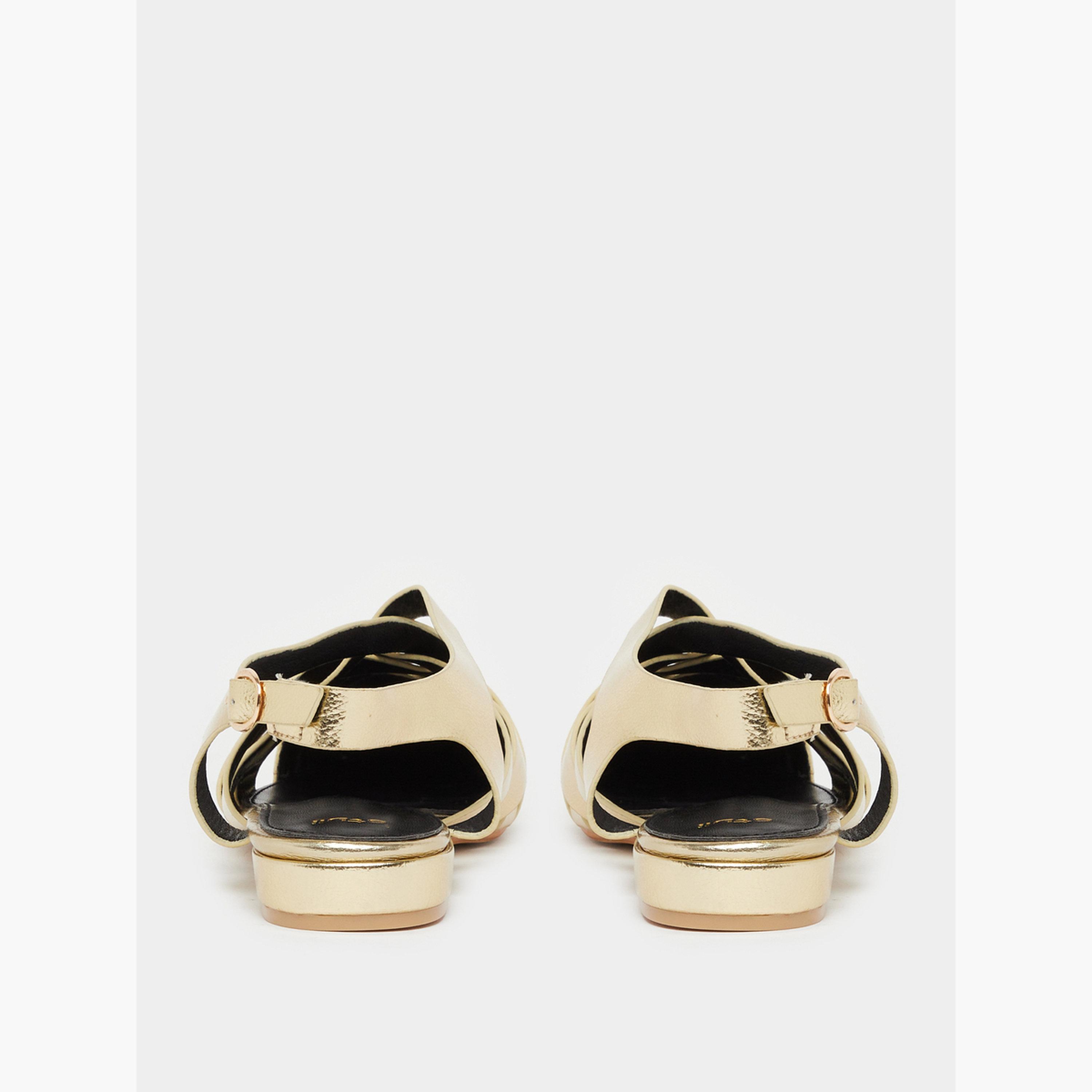 Styli Women Gold Woven Slingback Flat Shoes-women-shoes-flats-loafers-image-4