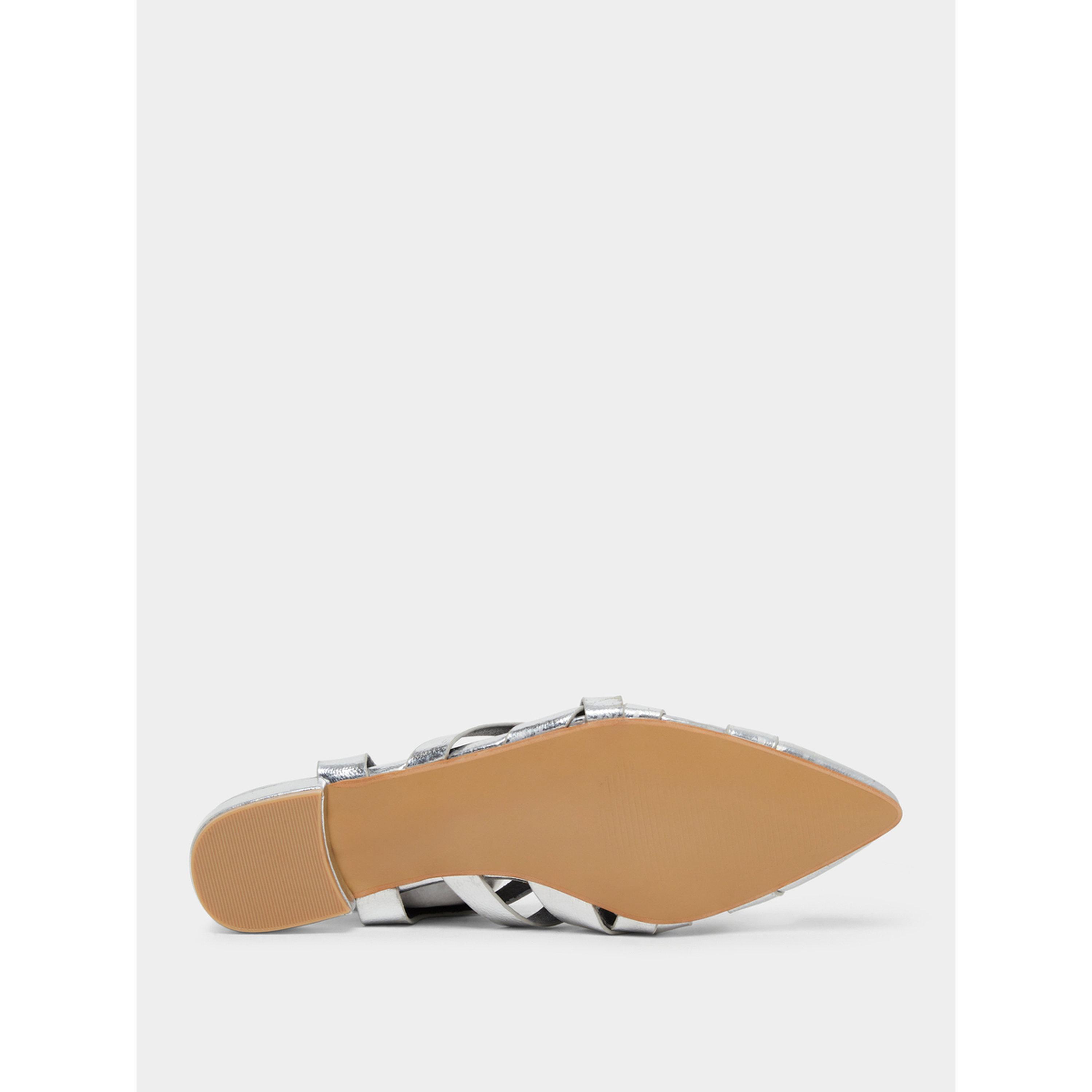 حذاء نسائي مسطح فضي منسوج بمقدمة مدببة-women-shoes-sandals-flats-image-5