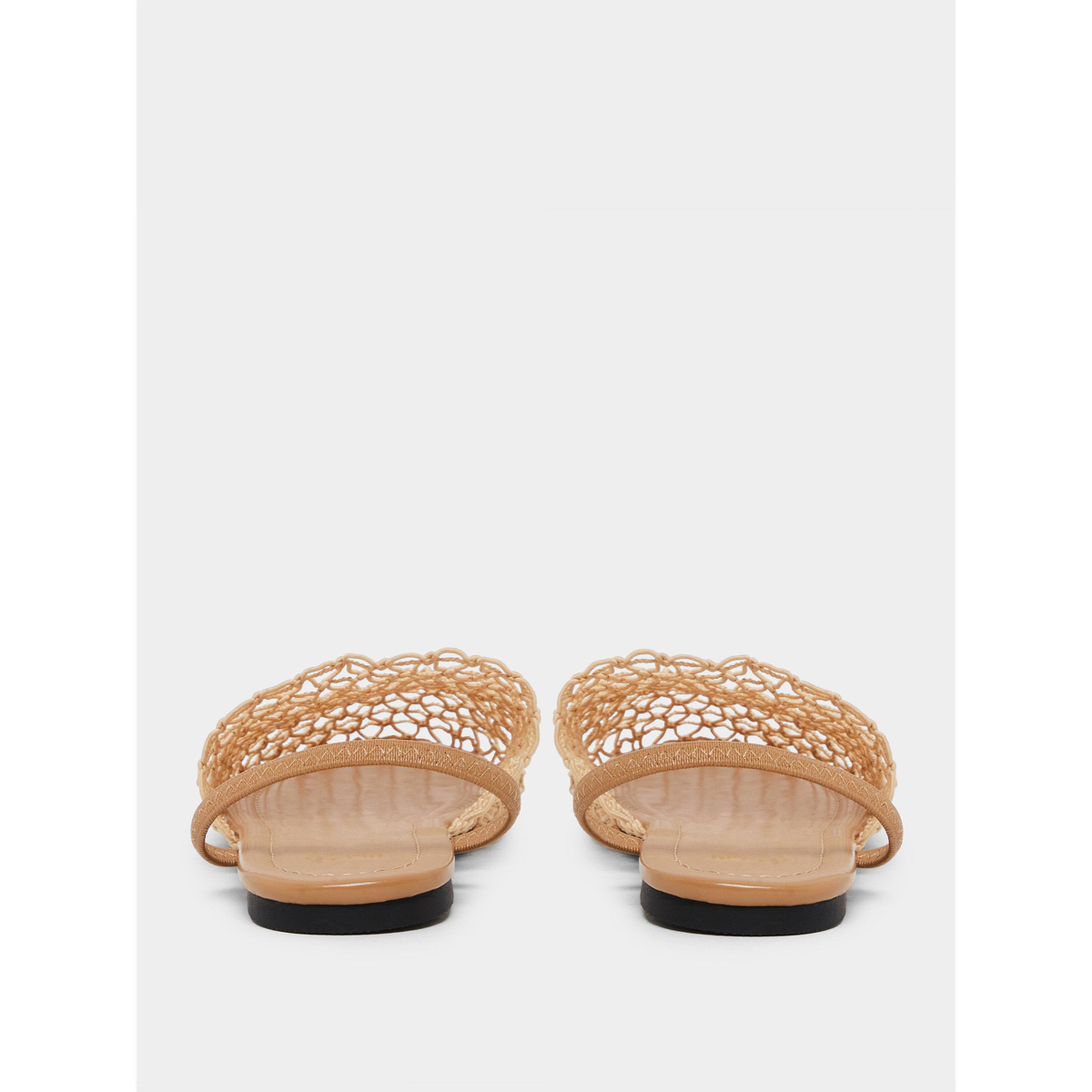 Styli Women Tan Crochet Flat Slingback Sandals-women-shoes-flats-mules-image-4