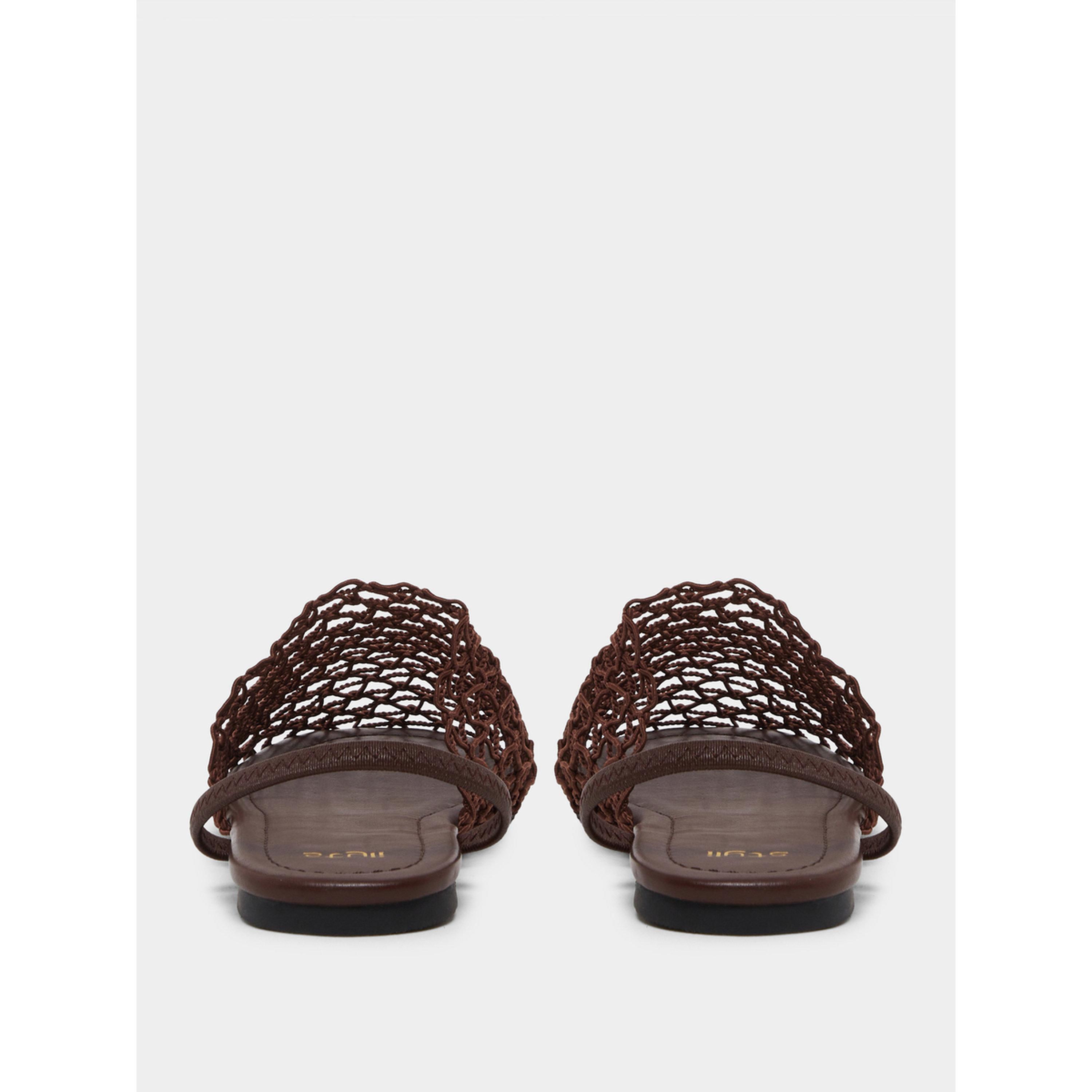 Styli Women Brown Crochet Flat Slingback Sandals-women-shoes-flats-mules-image-4