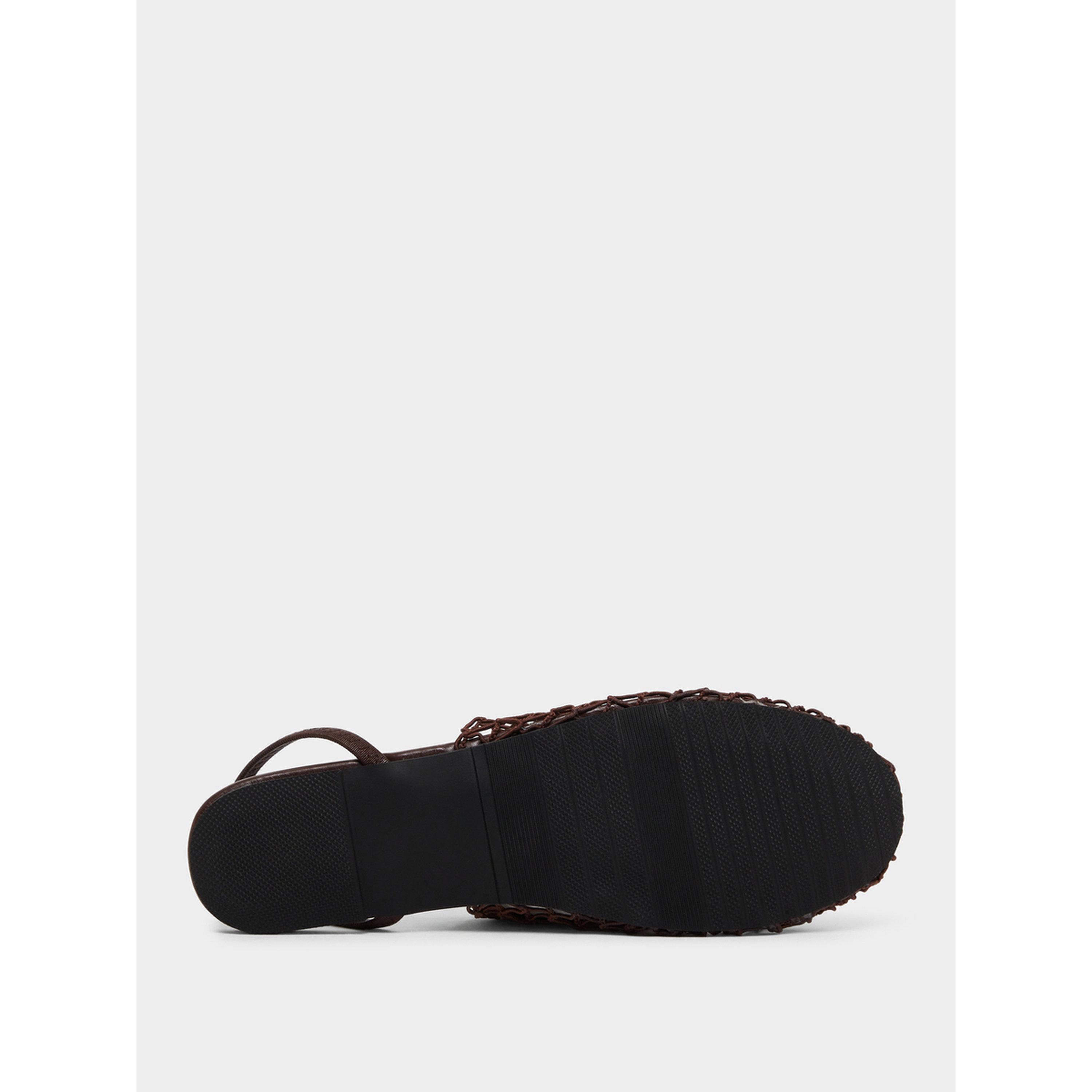Styli Women Brown Crochet Flat Slingback Sandals-women-shoes-flats-mules-image-5
