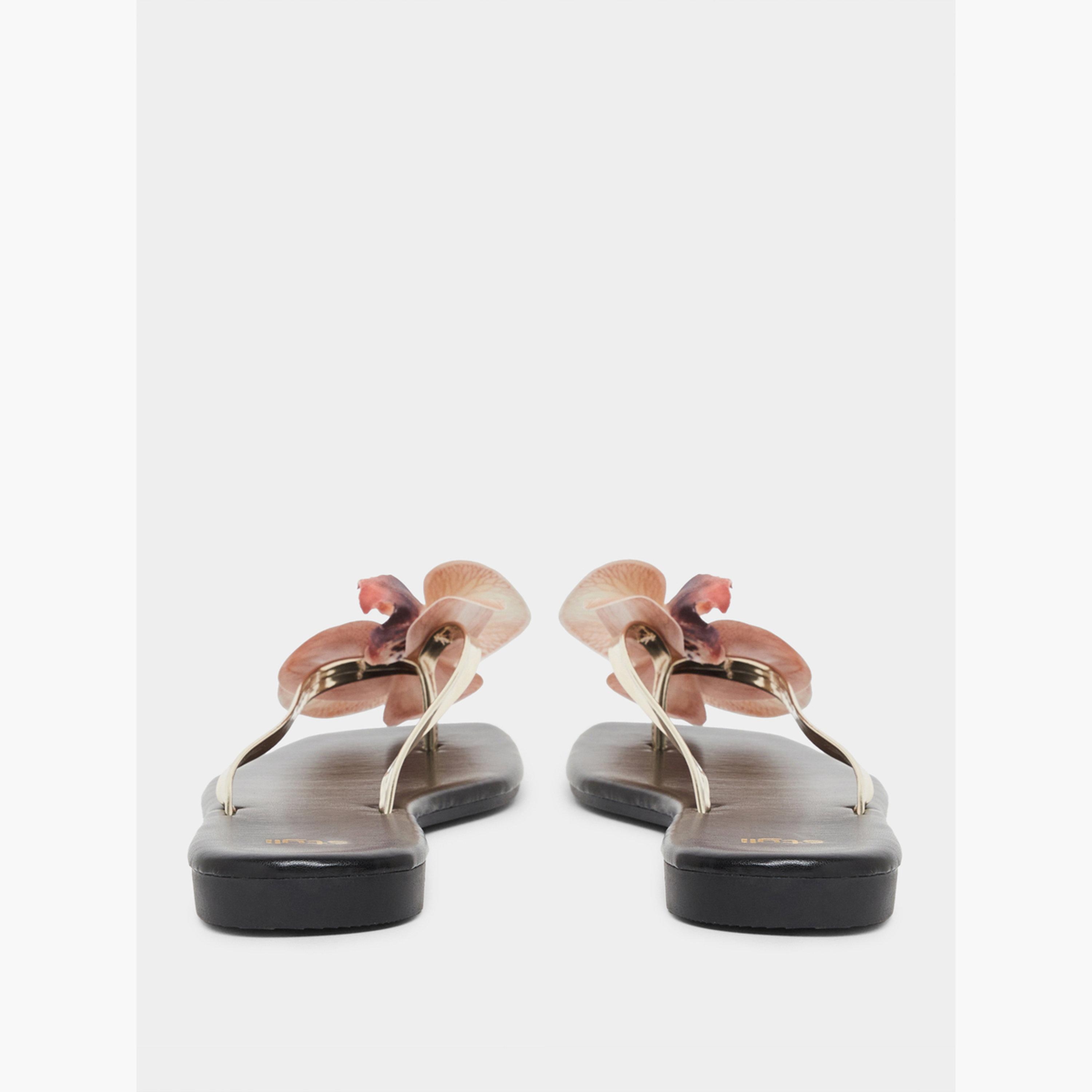 صندل فلات بتفاصيل زهور-women-shoes-sandals-flats-image-4