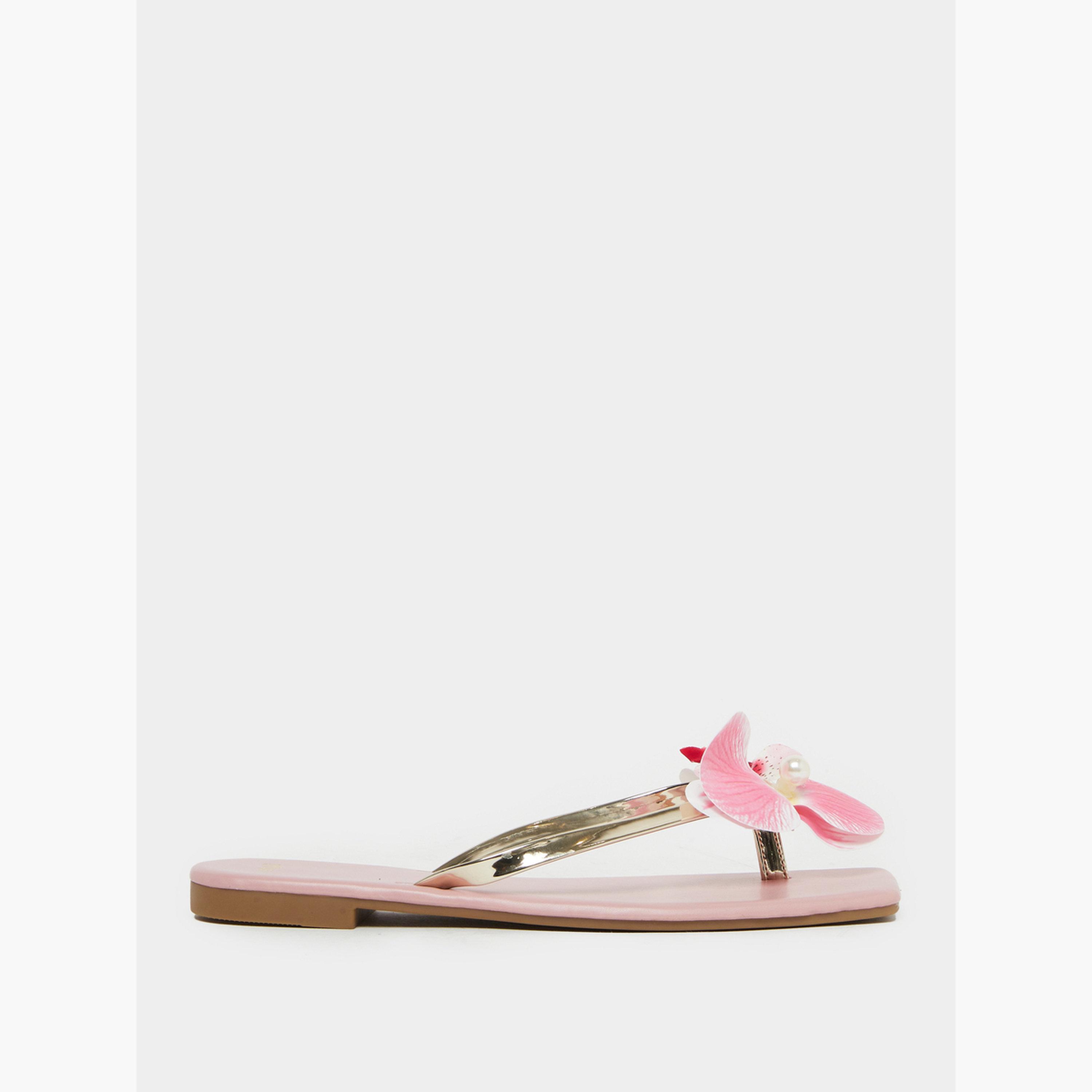 Styli Women Pink Floral Flat Sandals-women-shoes-sandals-flats-image-2