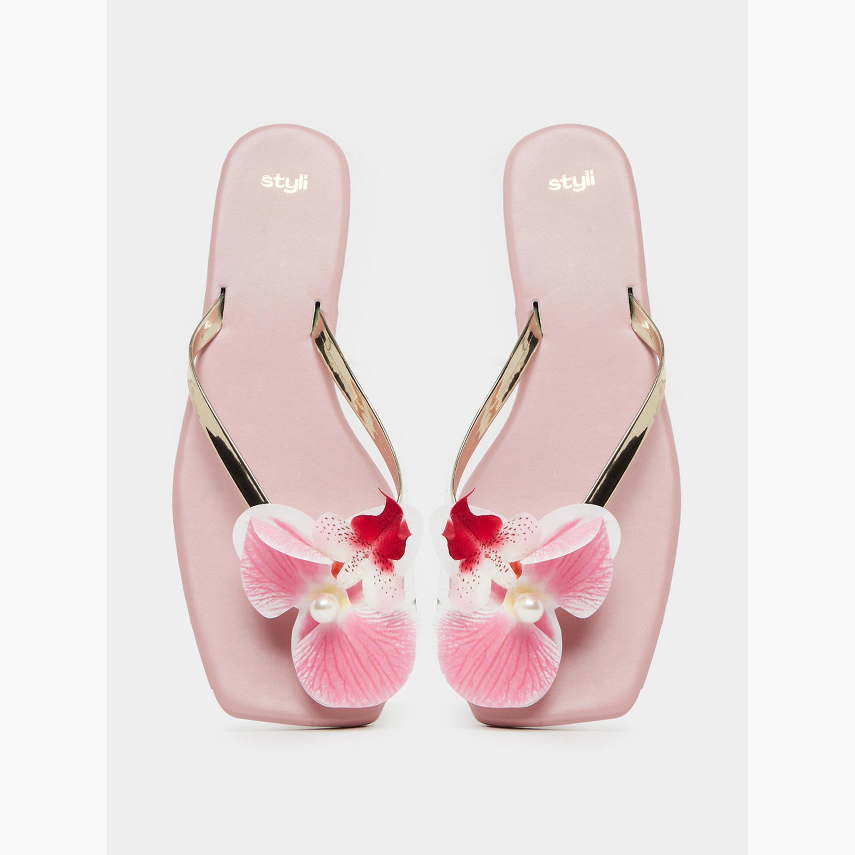 صندل فلات بزهور-women-shoes-sandals-flats-image-5