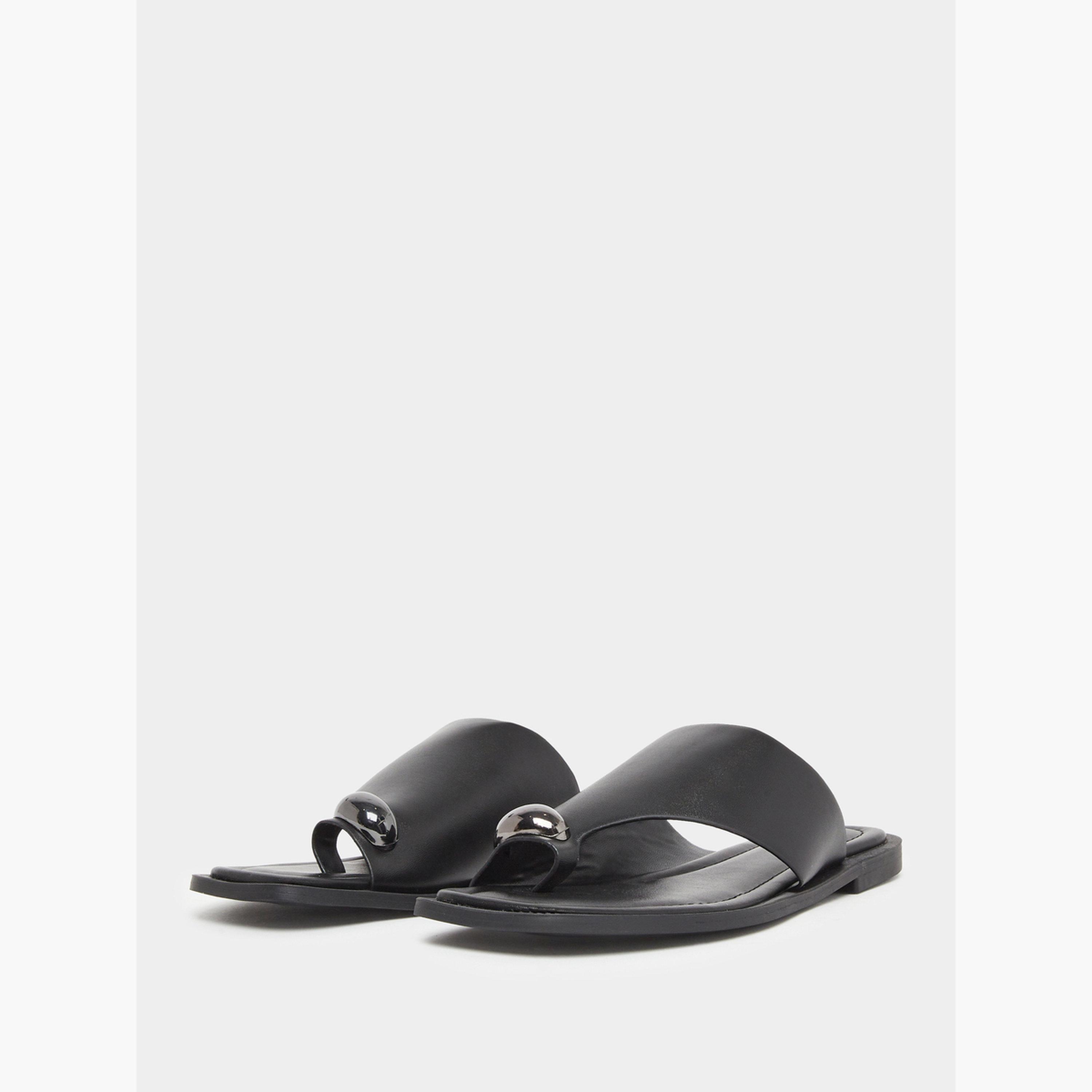Styli Solid Toe Post Flat Sandals-women-shoes-sandals-flats-image-1
