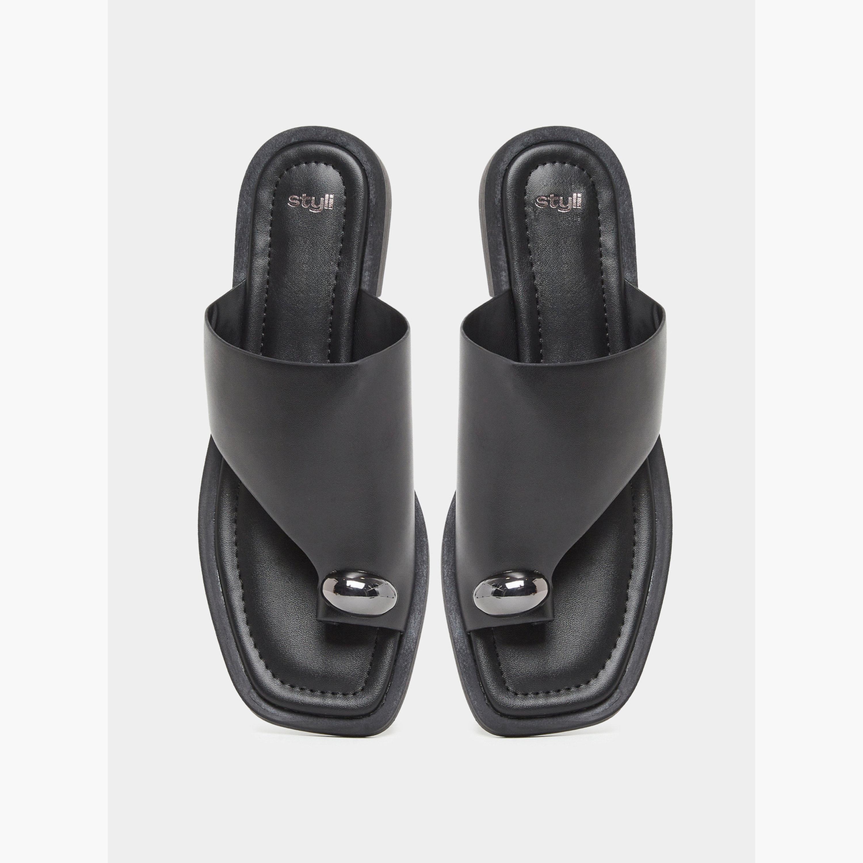 Styli Solid Toe Post Flat Sandals-women-shoes-sandals-flats-image-3