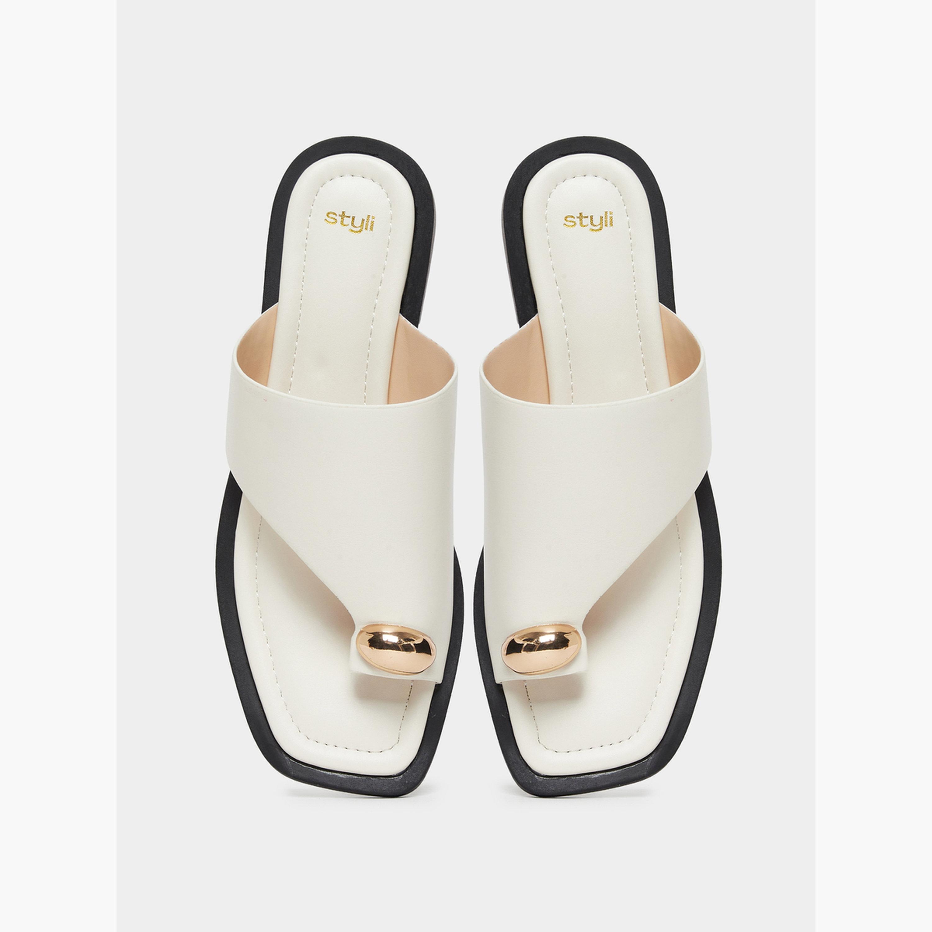 Styli Solid Toe Post Flat Sandals-women-shoes-sandals-flats-image-3