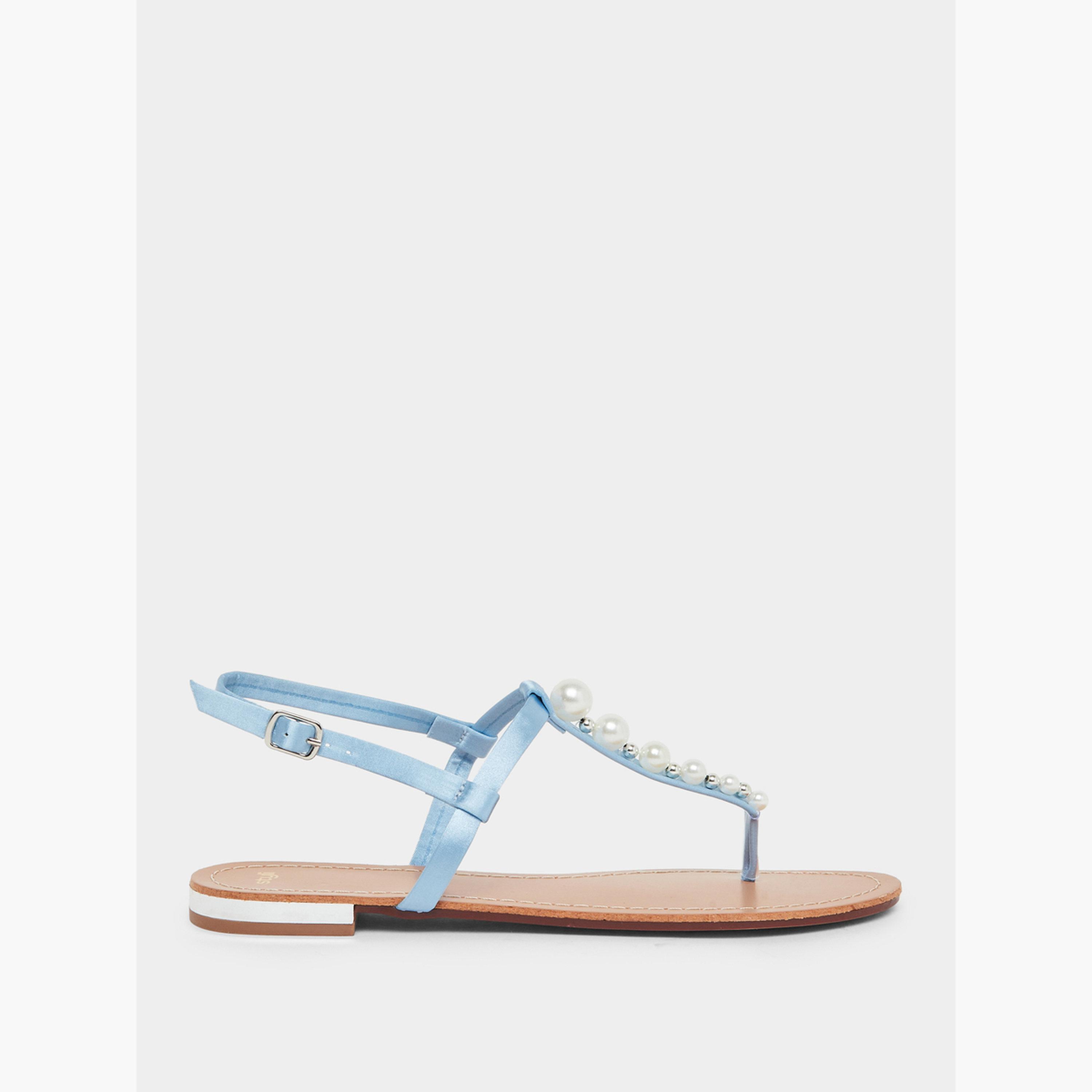 صندل فلات مزين باللؤلؤ-women-shoes-sandals-flats-image-2