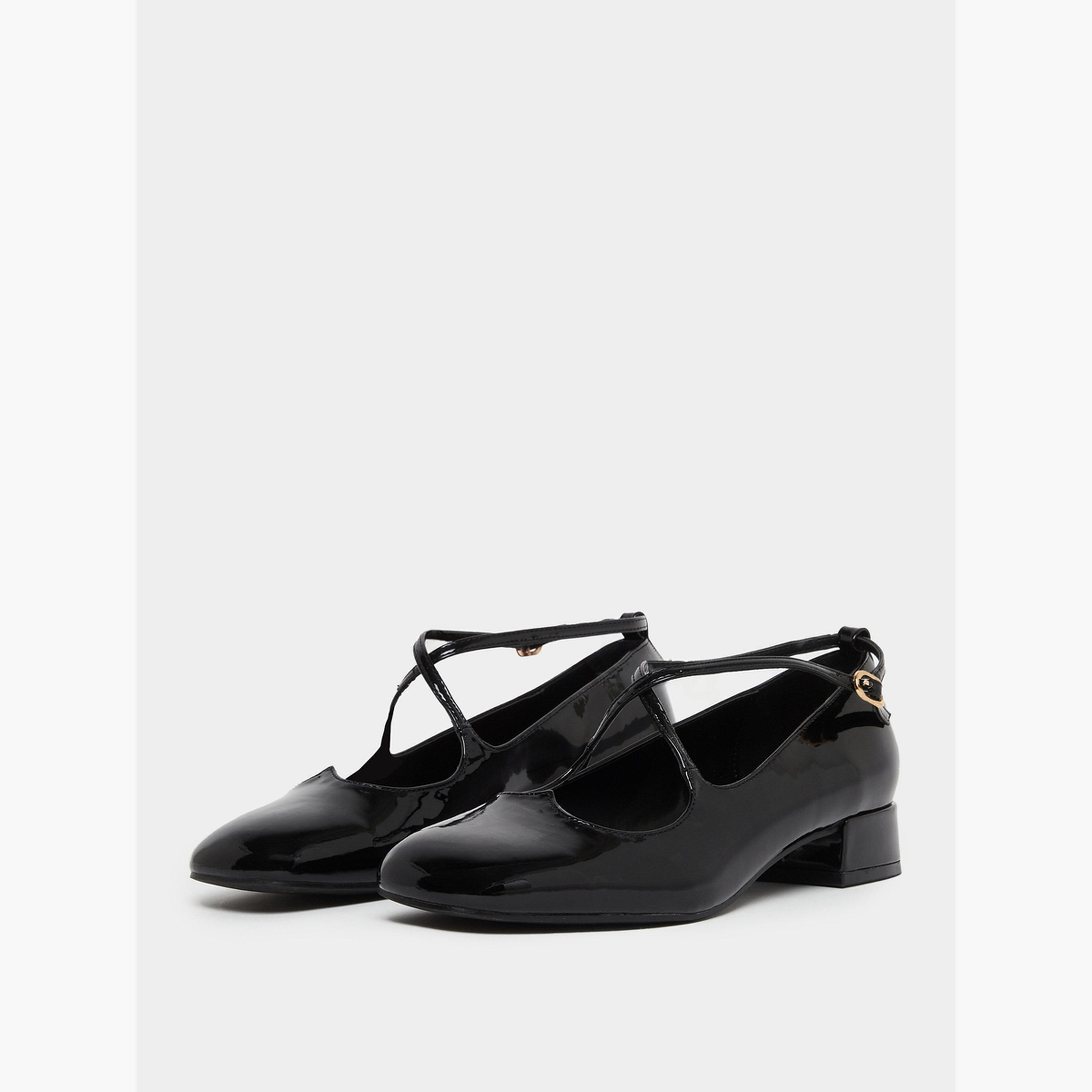 Styli Black Patent Leather Block Heel Mary Jane Shoes-women-shoes-sandals-heeled-image-1