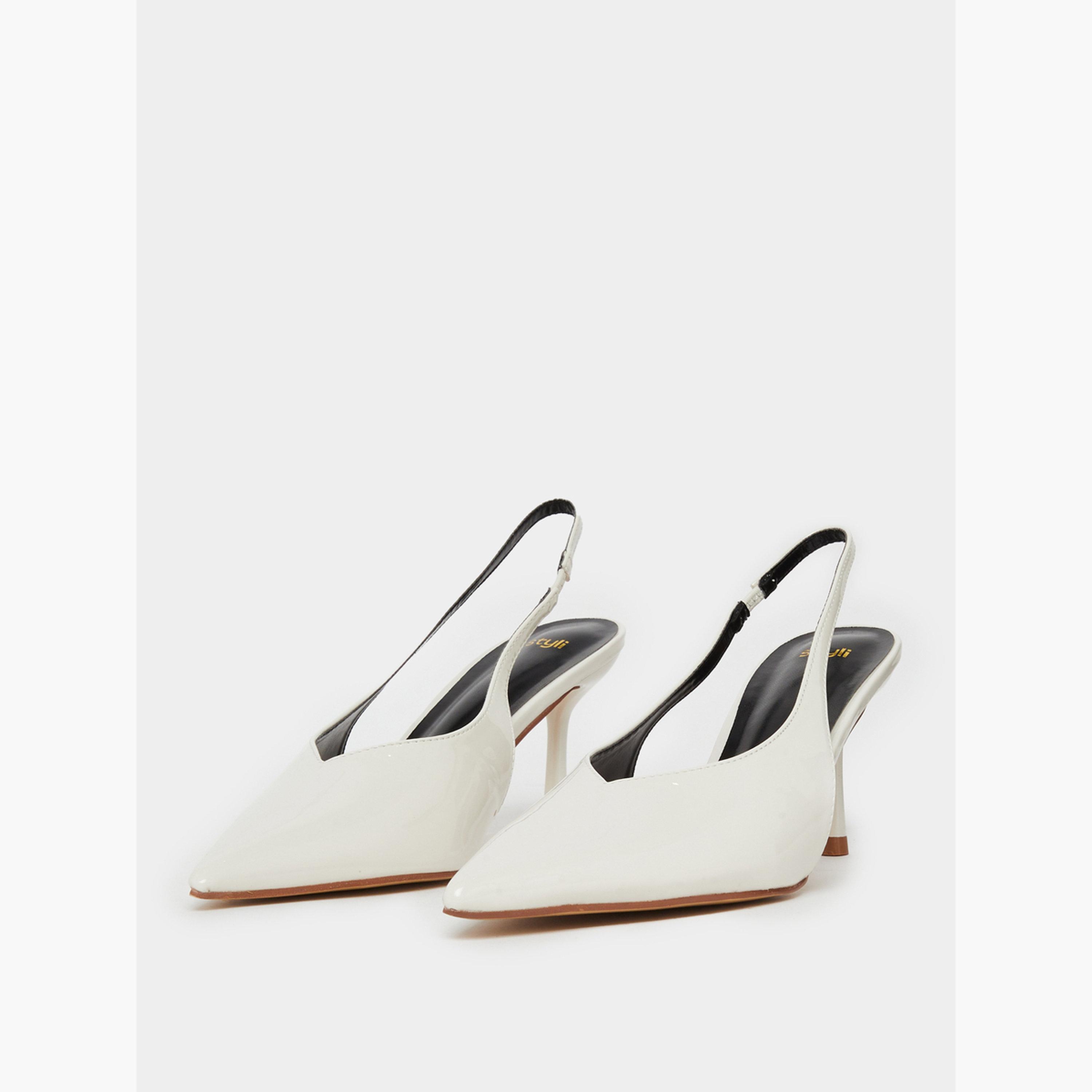 Styli Women White Slingback Shoes-women-shoes-sandals-heeled-image-1