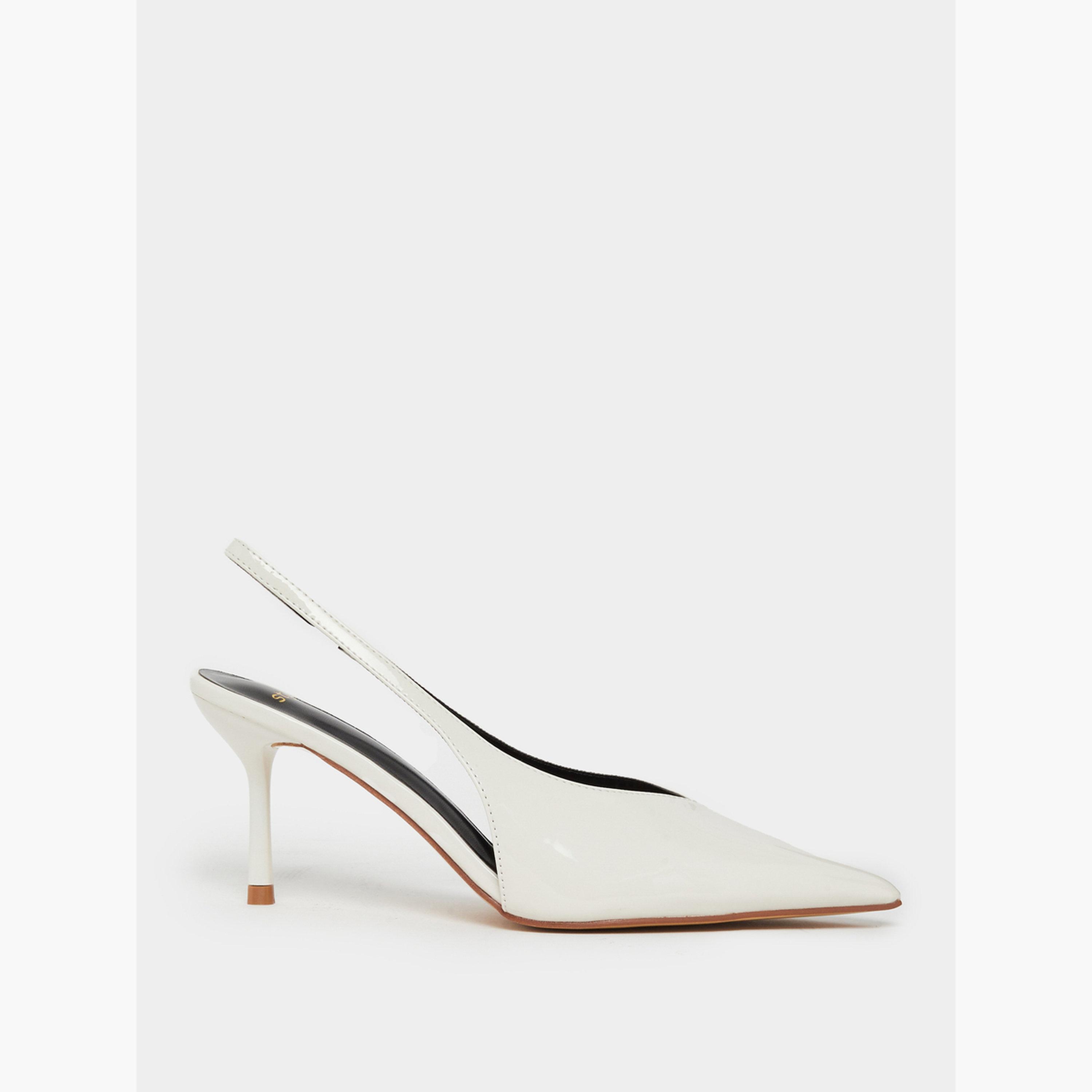 Styli Women White Slingback Shoes-women-shoes-sandals-heeled-image-2