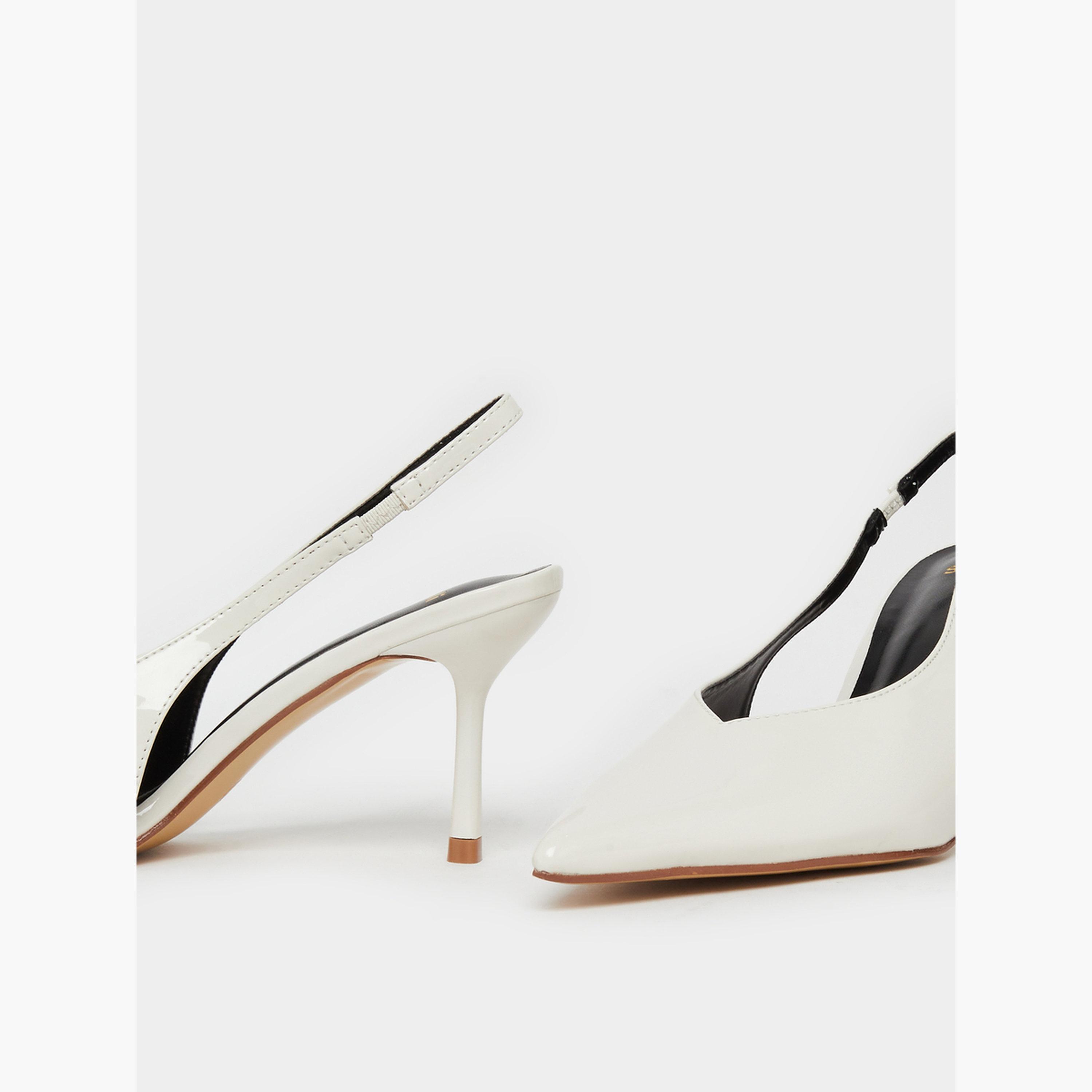 Styli Women White Slingback Shoes-women-shoes-sandals-heeled-image-3