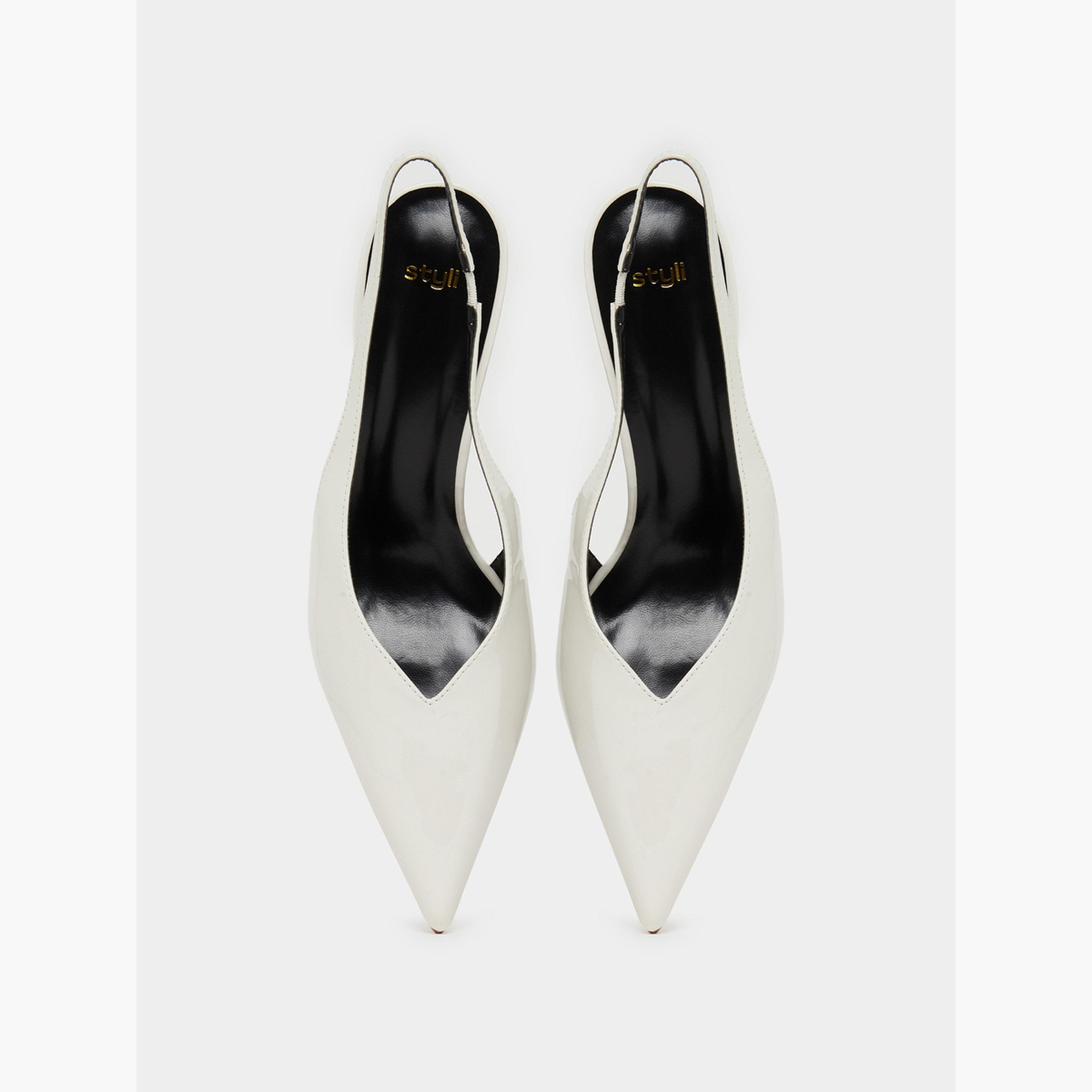 Styli Women White Slingback Shoes-women-shoes-sandals-heeled-image-5