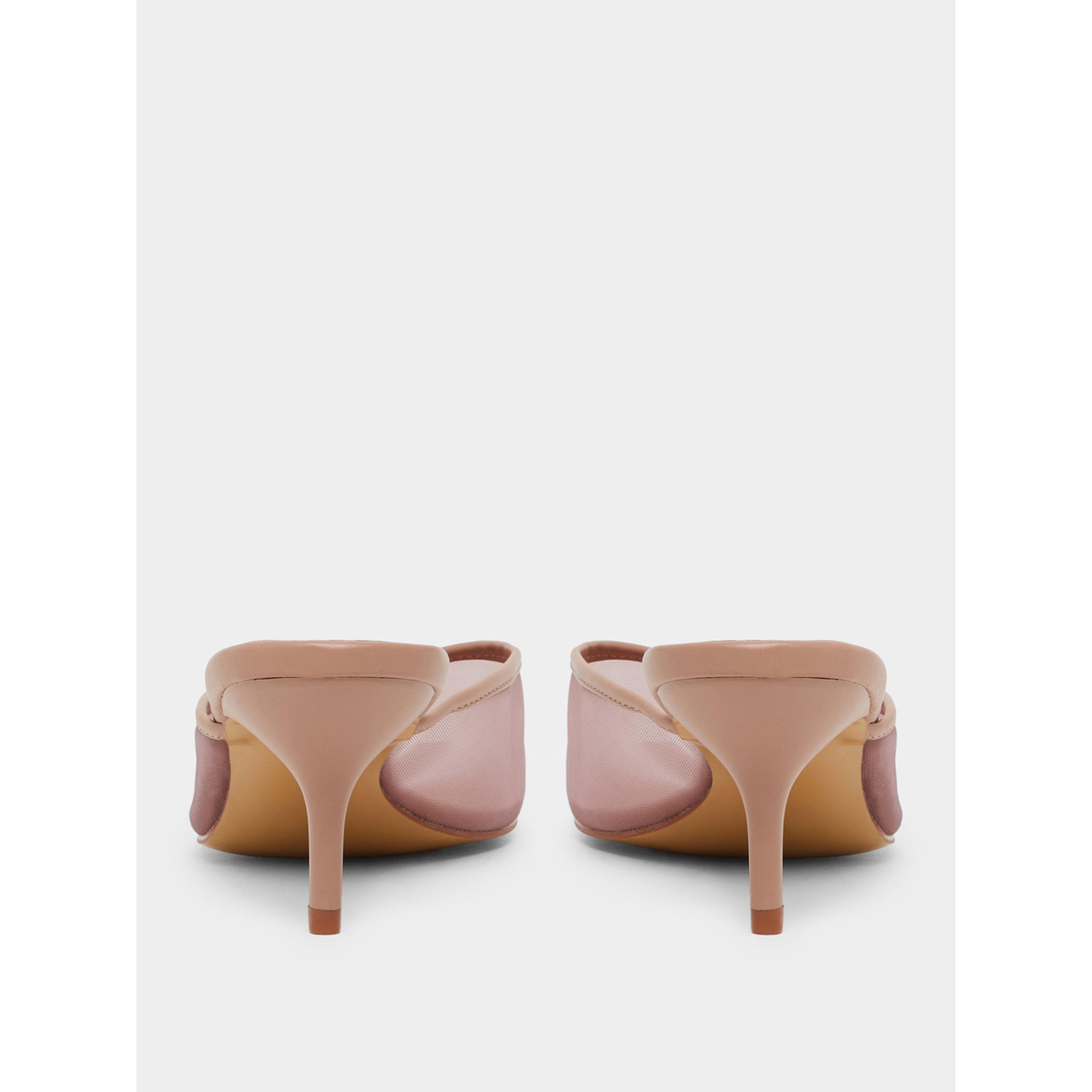 حذاء ميولز نسائي تان بشبكة ومقدمة مدببة-women-shoes-heels-image-4