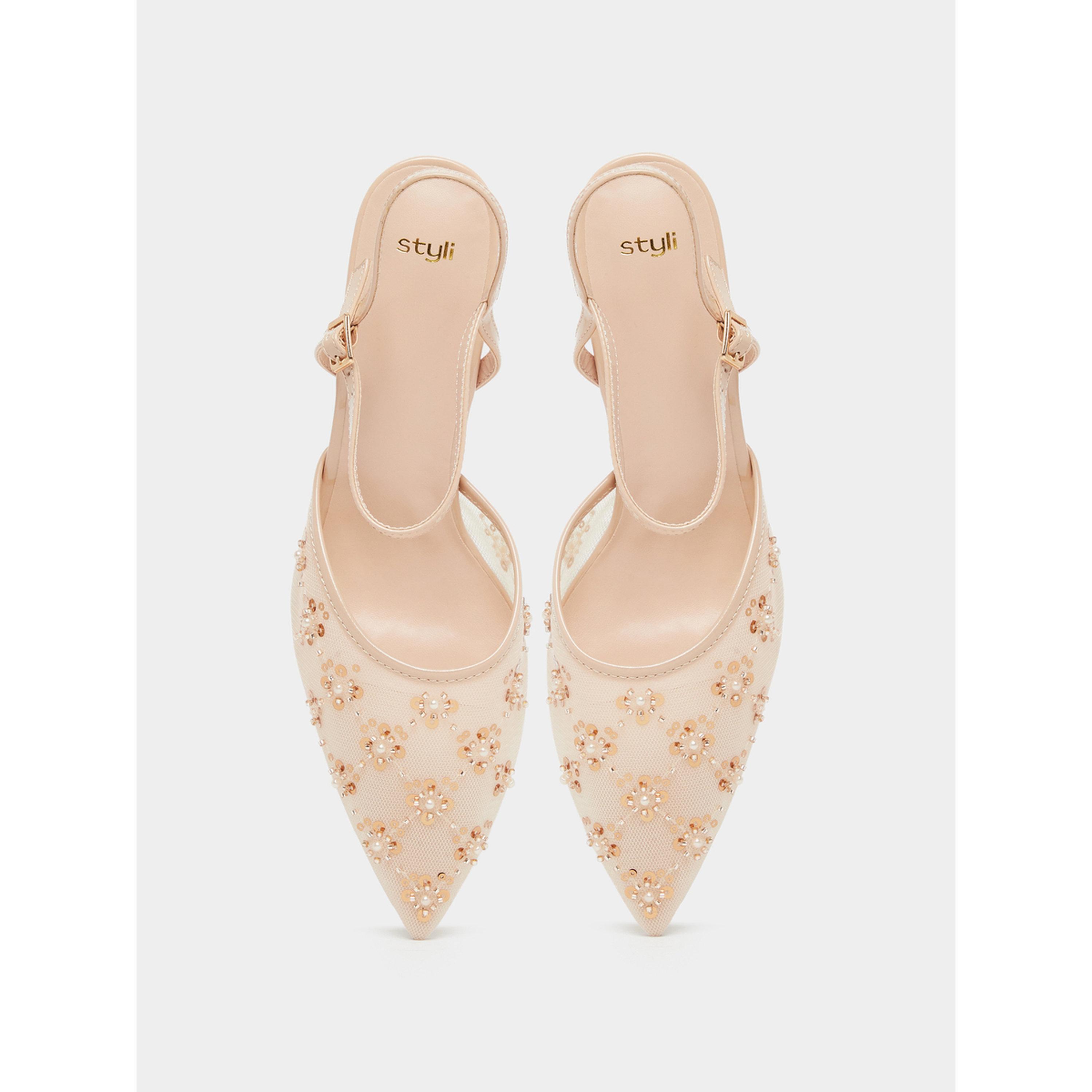 Styli Women Beige Embellished Pointed Toe Shoes-women-shoes-heels-image-3
