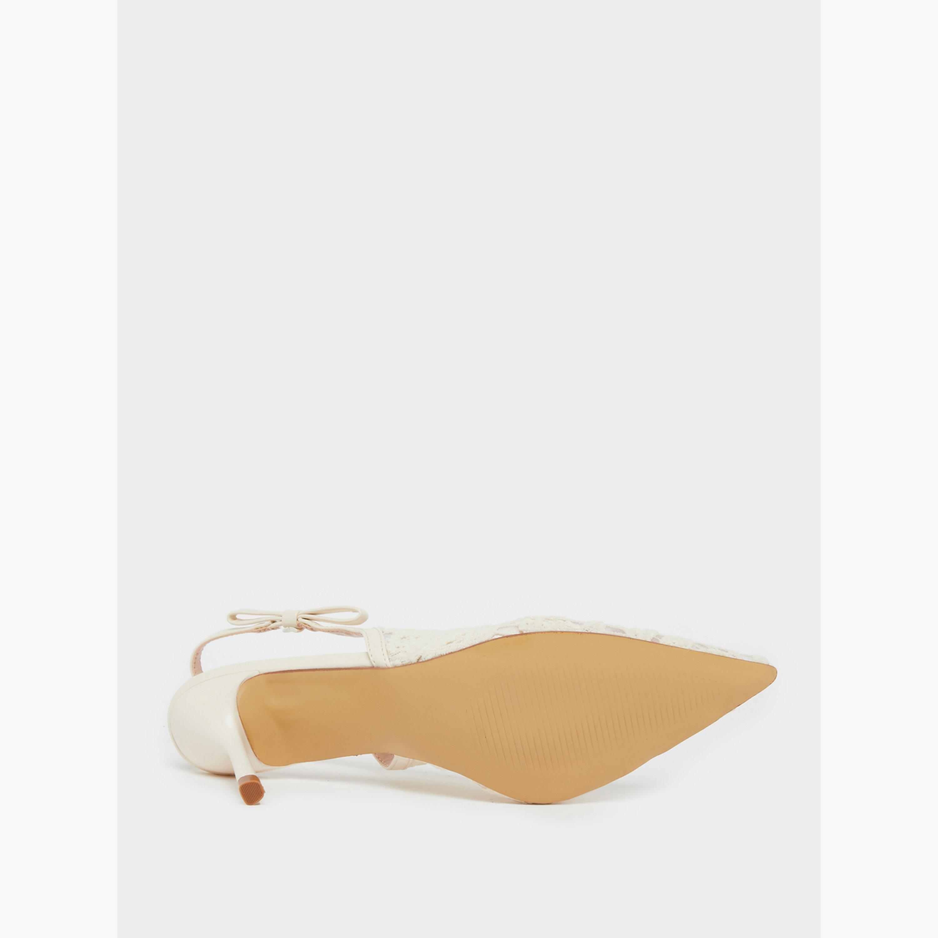 Styli Women White Lace Slingback Shoes-women-shoes-sandals-heeled-image-6