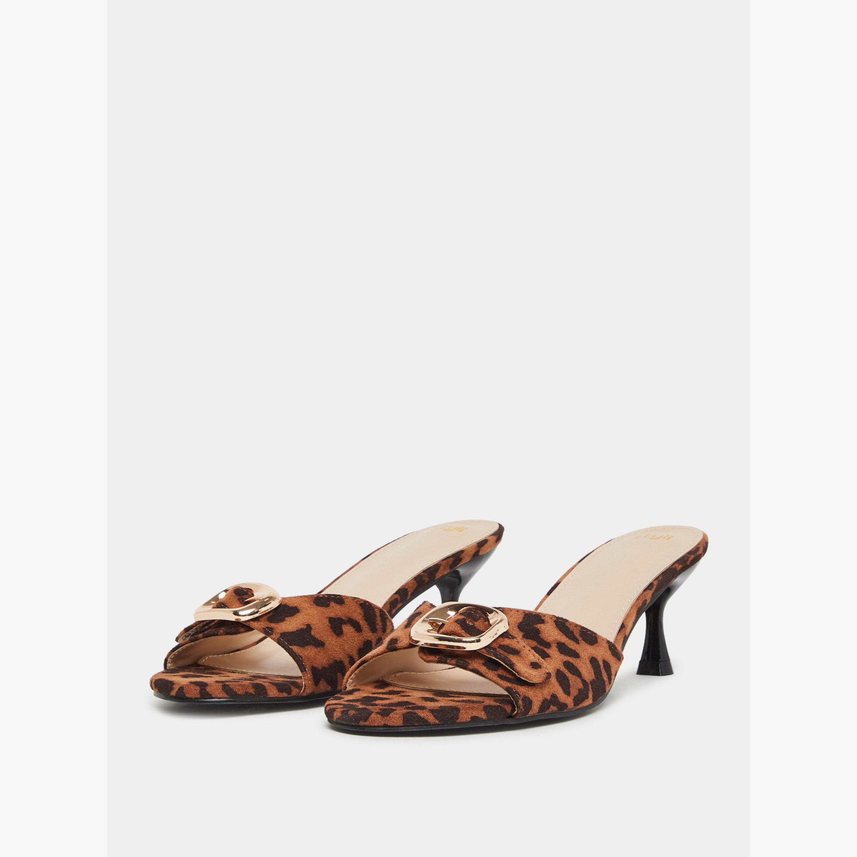 Styli Animal Print Open Toe Mules-women-shoes-sandals-heeled-image-1