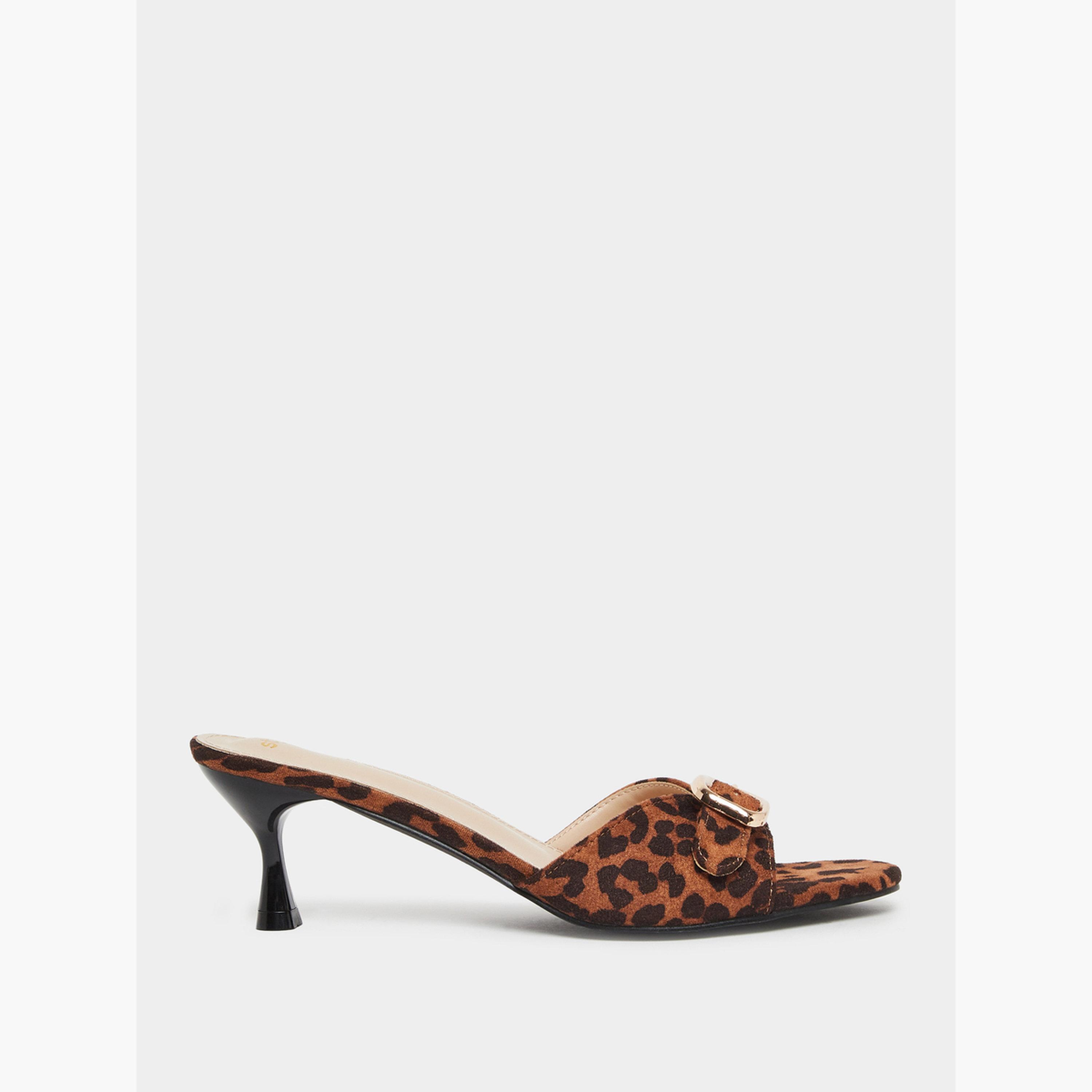 Styli Animal Print Open Toe Mules-women-shoes-sandals-heeled-image-2