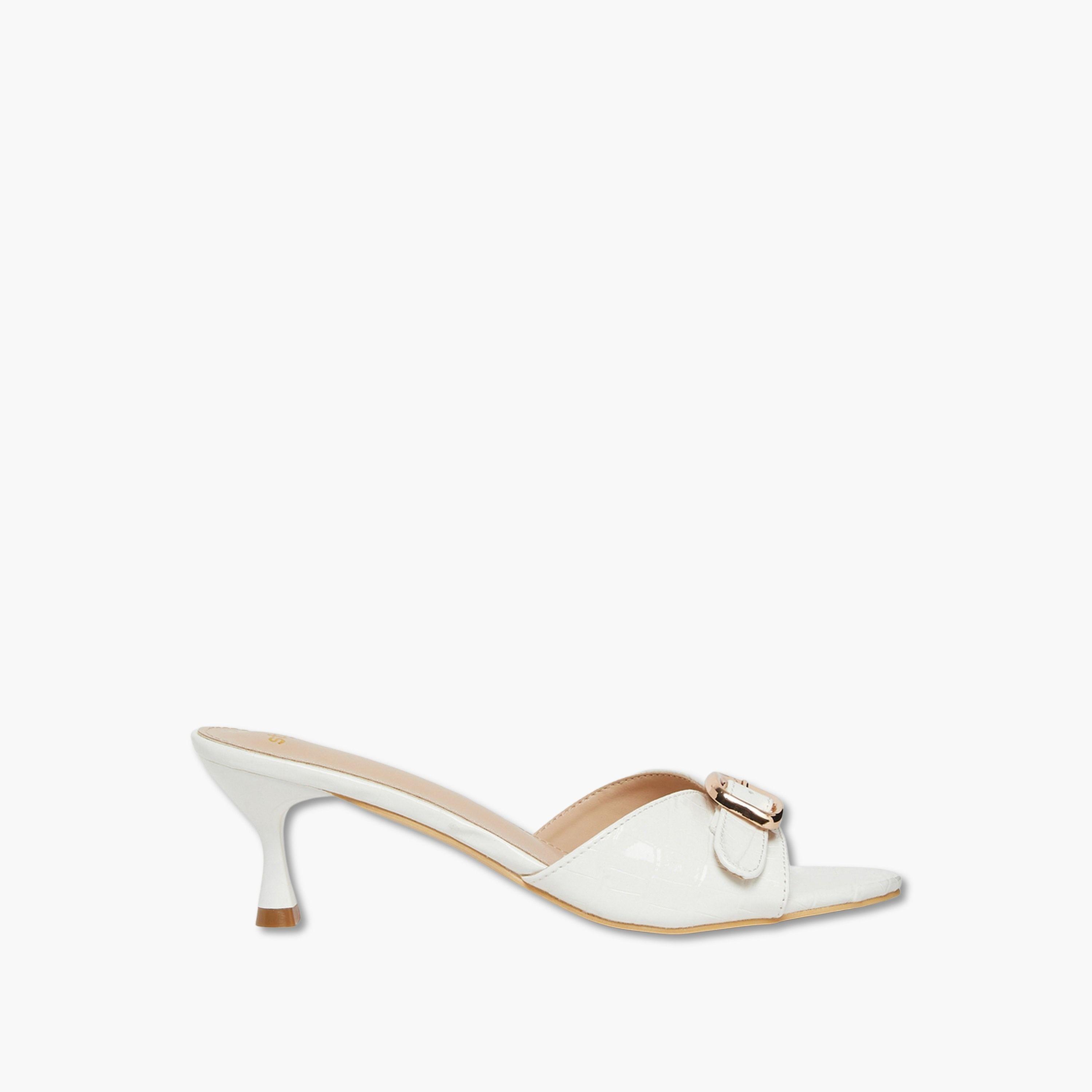Styli Buckle Accent Mid Heel Mules-women-shoes-sandals-heeled-image-2