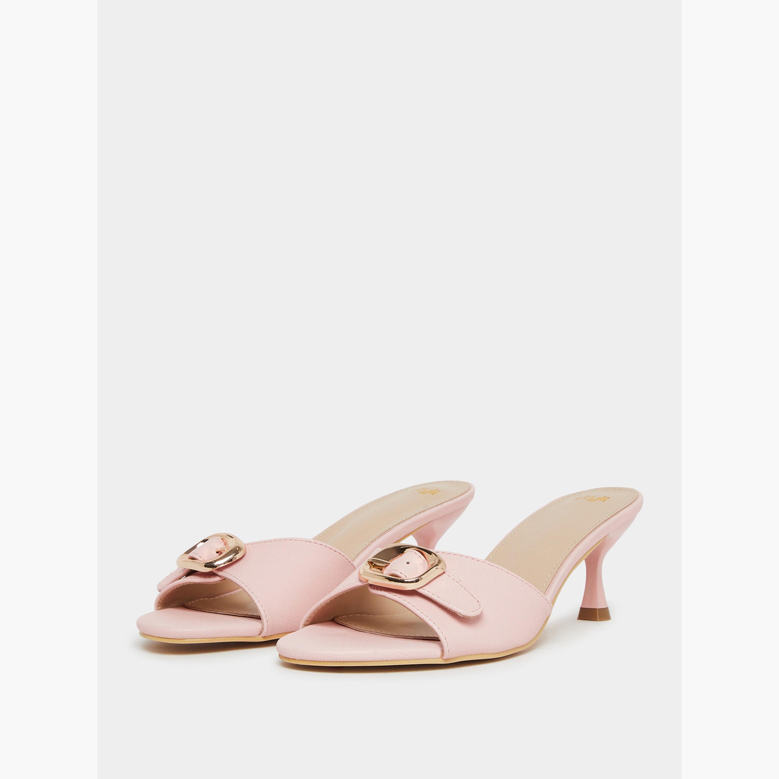 حذاء ميولز بكعب متوسط وتفاصيل إبزيم-women-shoes-sandals-heeled-image-1
