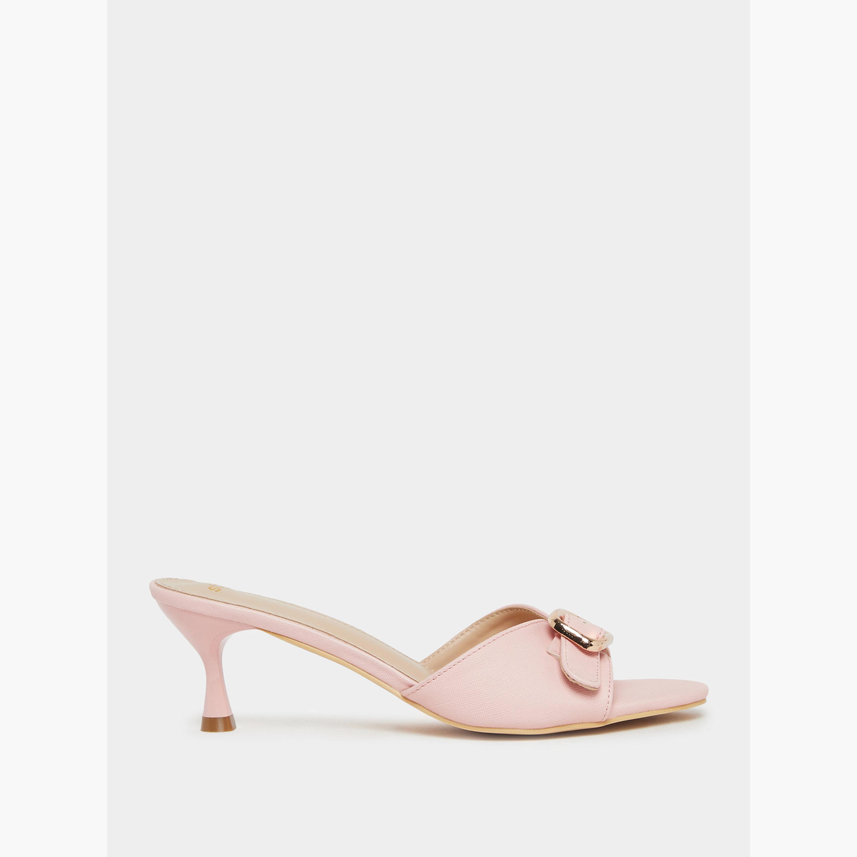 حذاء ميولز بكعب متوسط وتفاصيل إبزيم-women-shoes-sandals-heeled-image-2