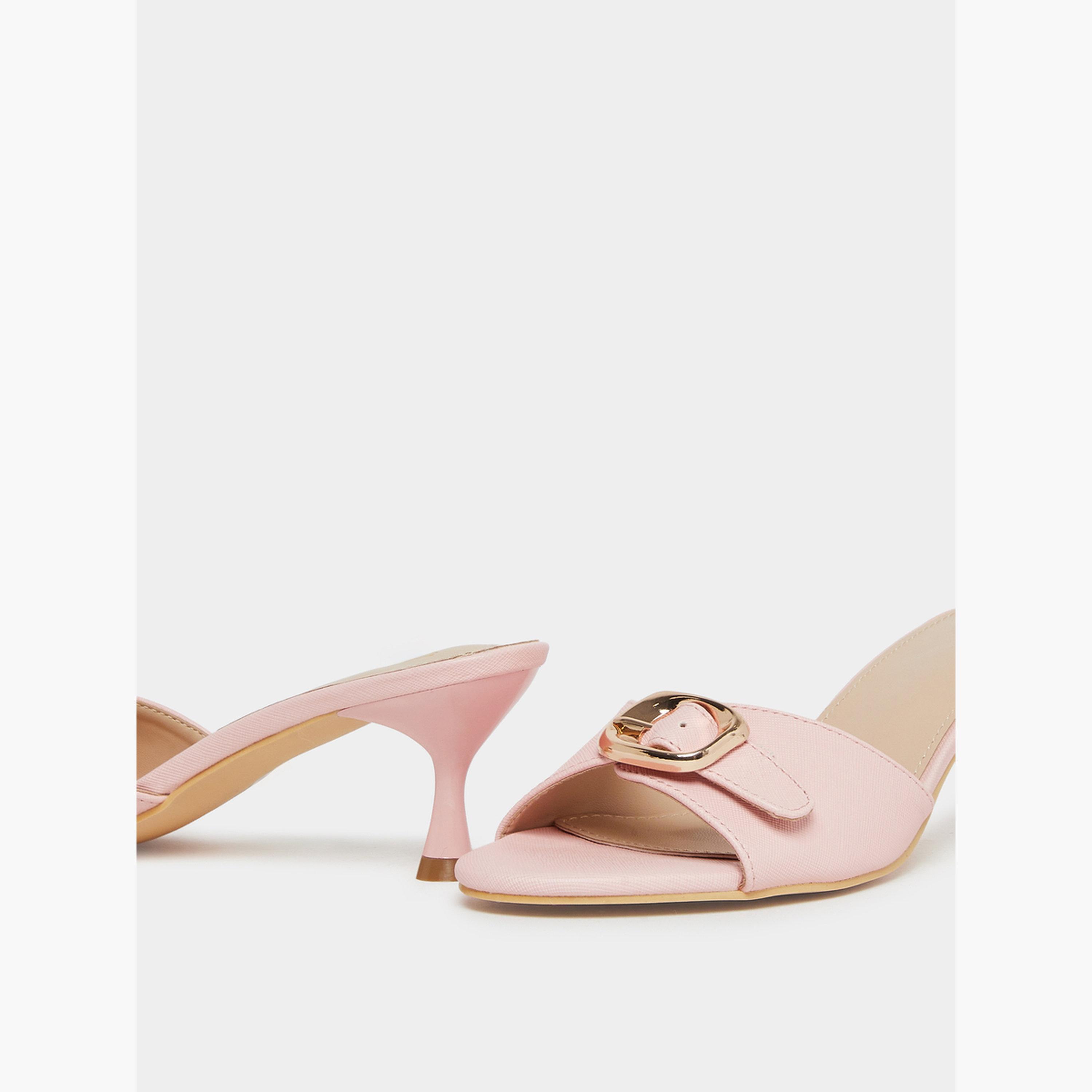 حذاء ميولز بكعب متوسط وتفاصيل إبزيم-women-shoes-sandals-heeled-image-4