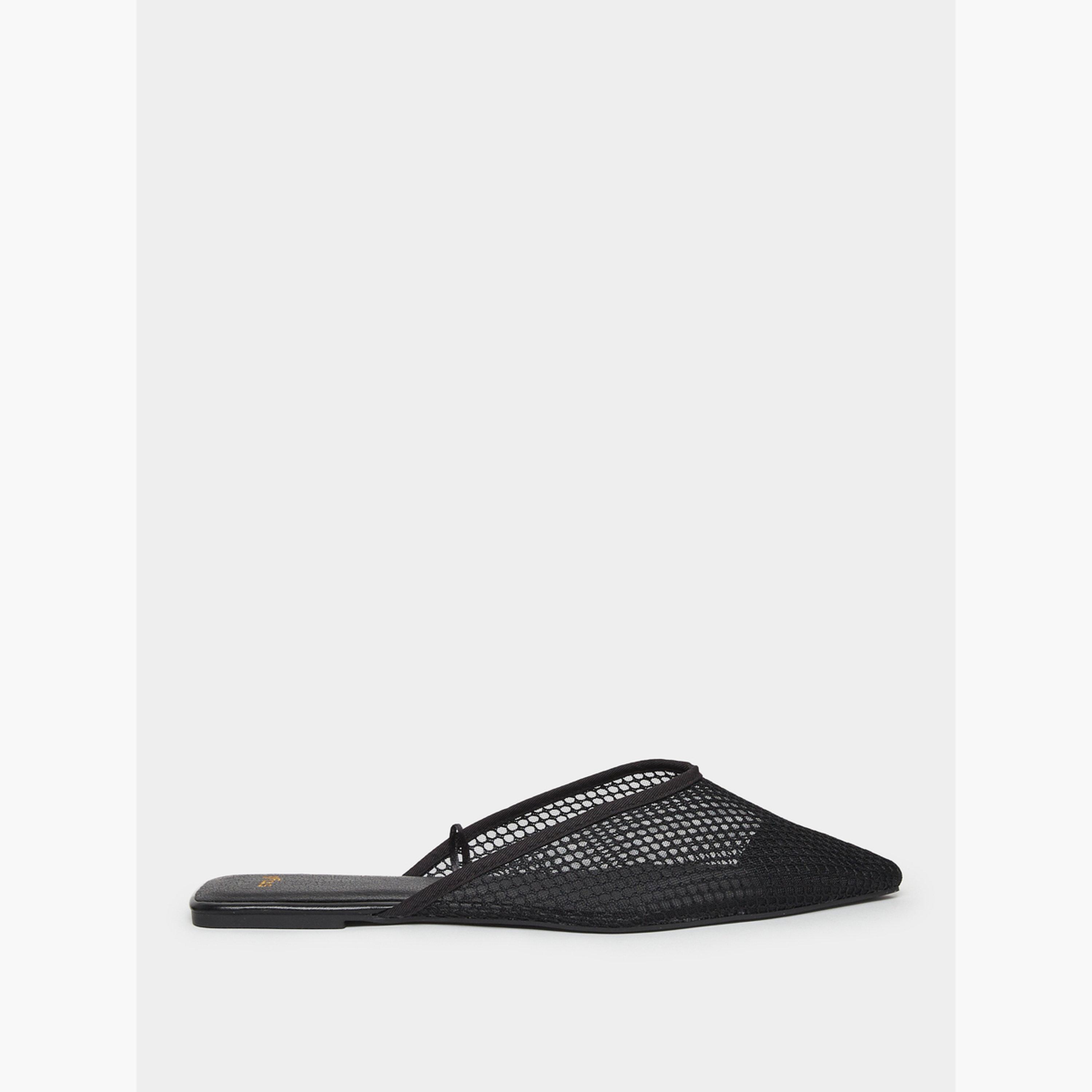 Styli Black Mesh Pointed-Toe Mules-women-shoes-flats-loafers-image-2
