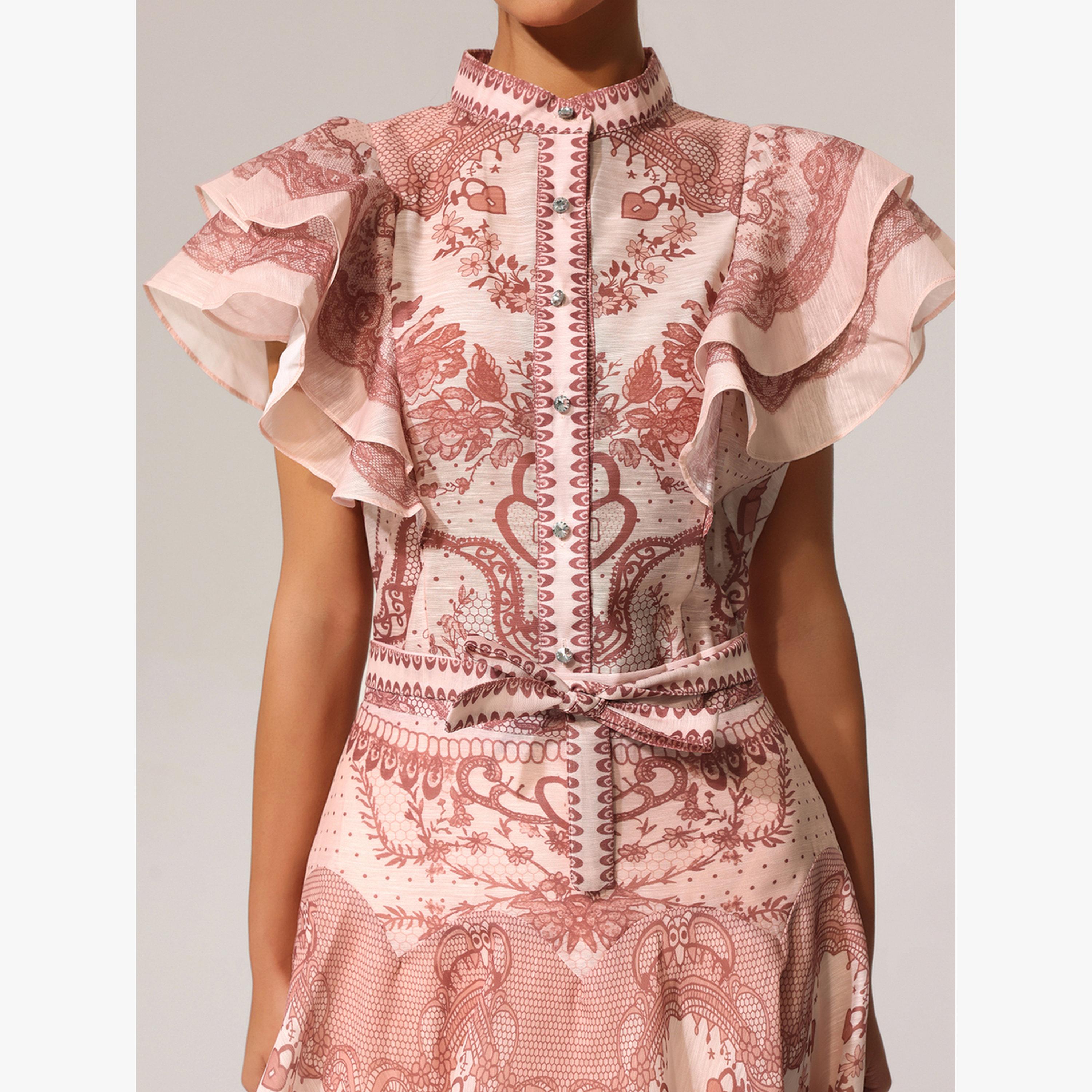 طقم قميص بأكمام واسعة وطبعة زهور وتنورة-women-clothing-coordsets-image-5