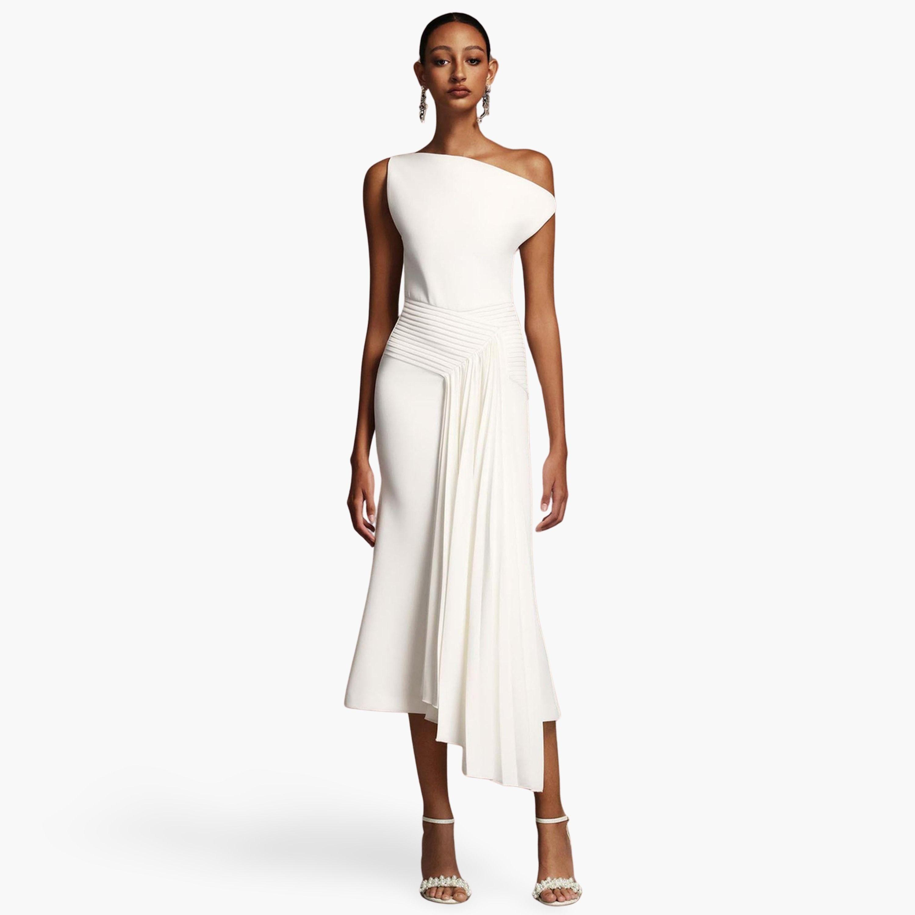 فستان ميدي بكسرات بكتف واحد-women-clothing-dresses-image-1