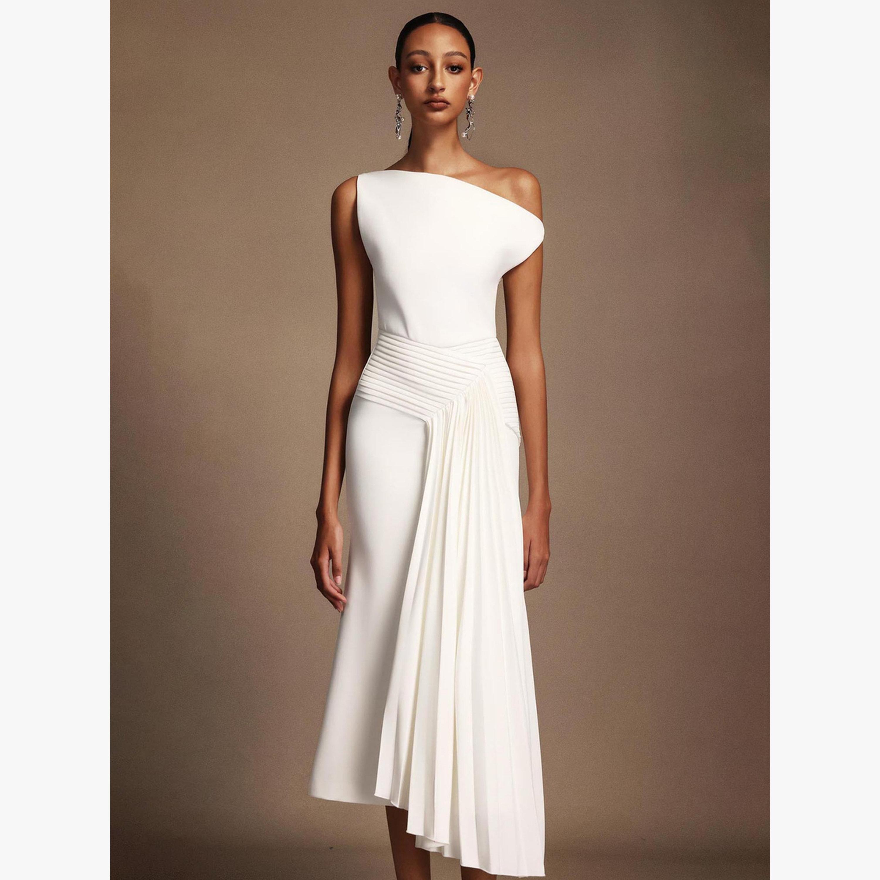 فستان ميدي بكسرات بكتف واحد-women-clothing-dresses-image-3