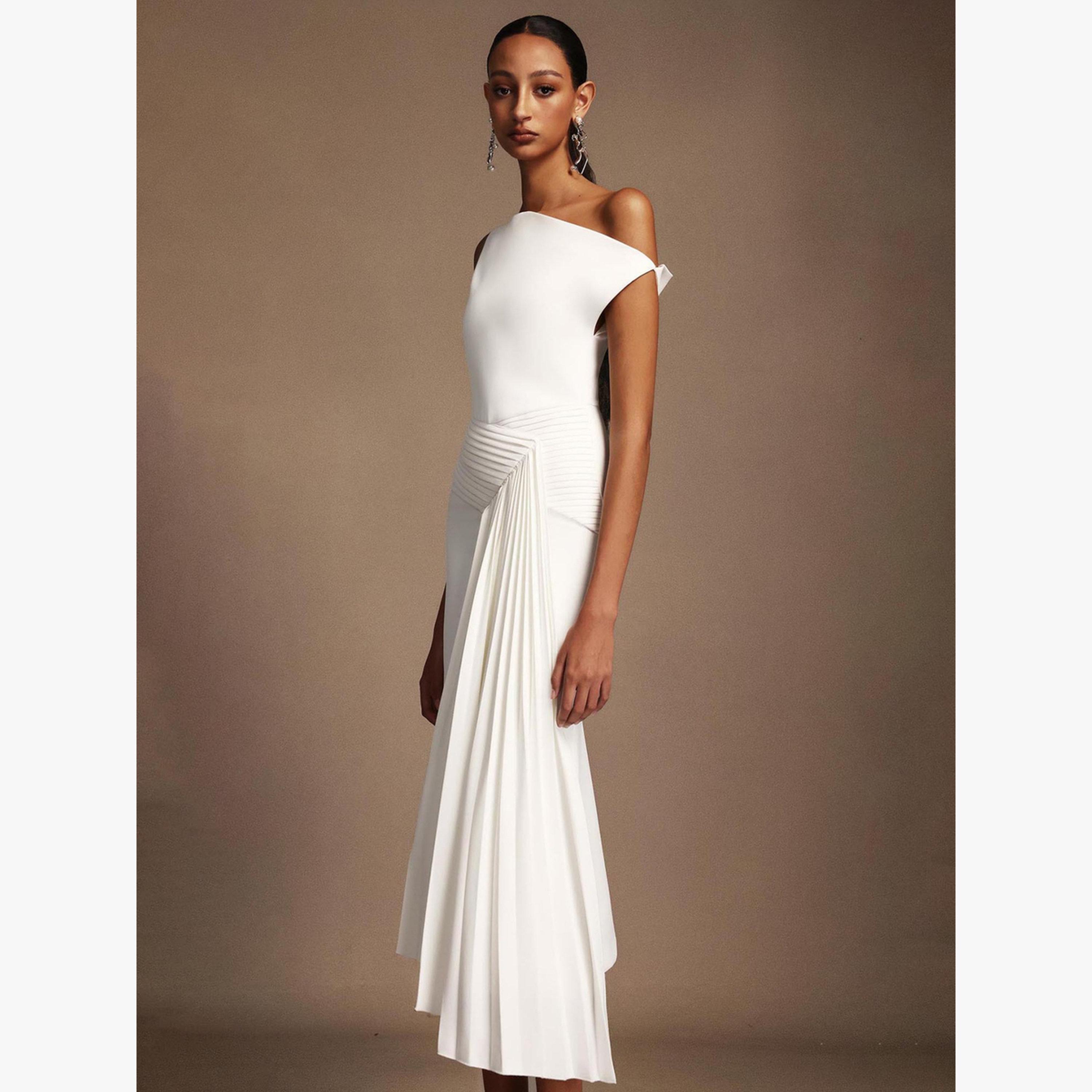 فستان ميدي بكسرات بكتف واحد-women-clothing-dresses-image-4