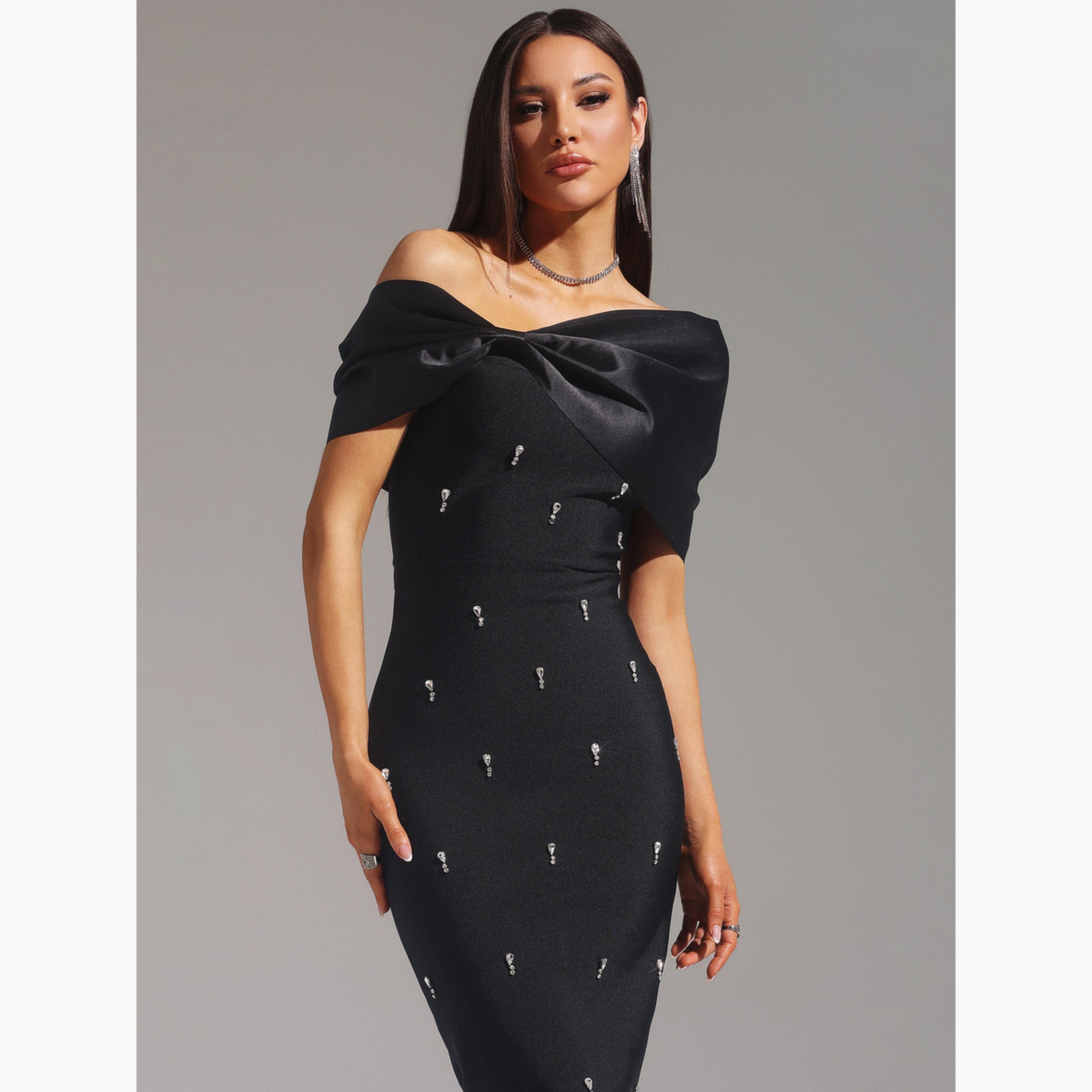 Take Two Women Black Embellished Bodycon Maxi Dress-women-clothing-dresses-image-3