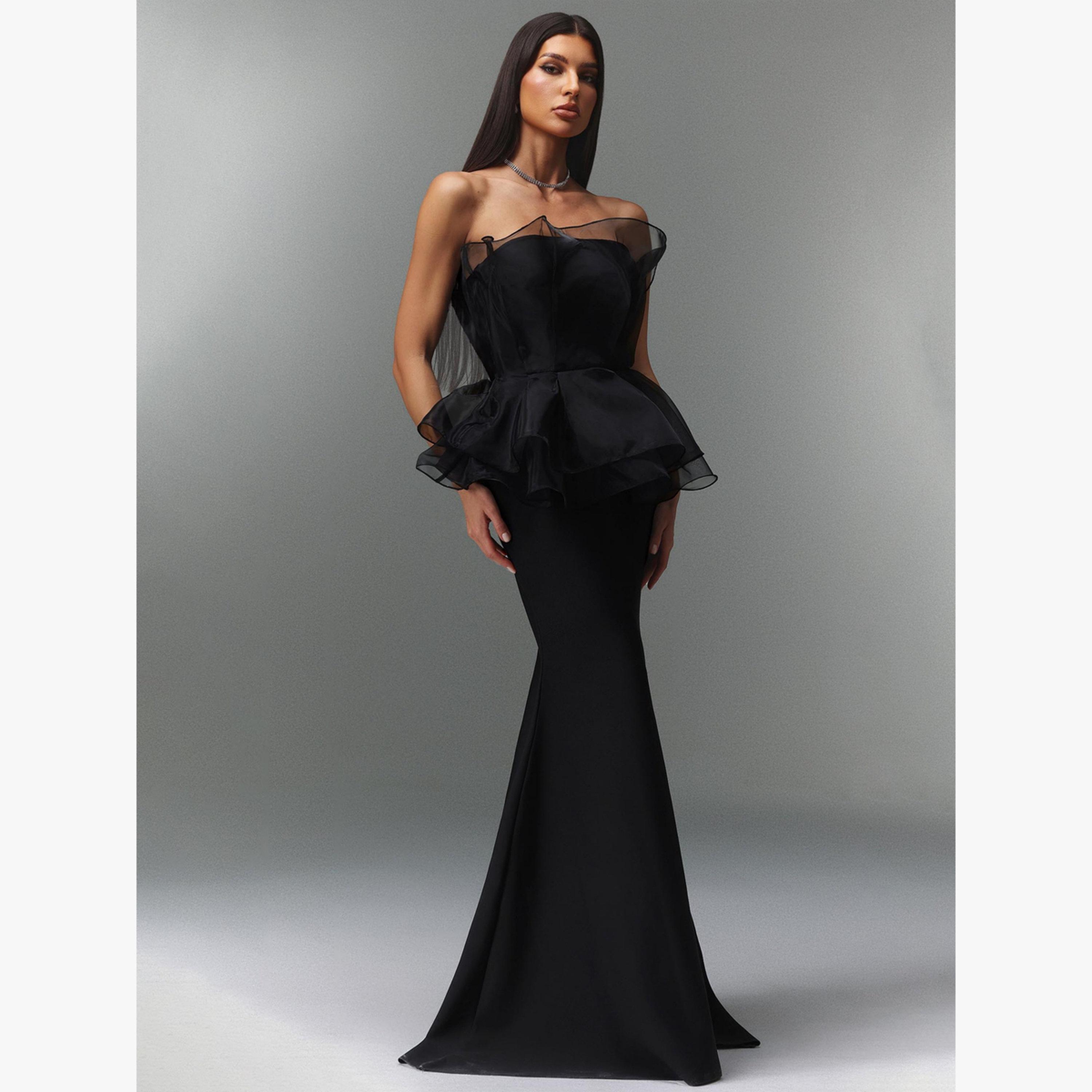 فستان طويل بلا أكمام وتفاصيل شبكية-women-clothing-dresses-image-2