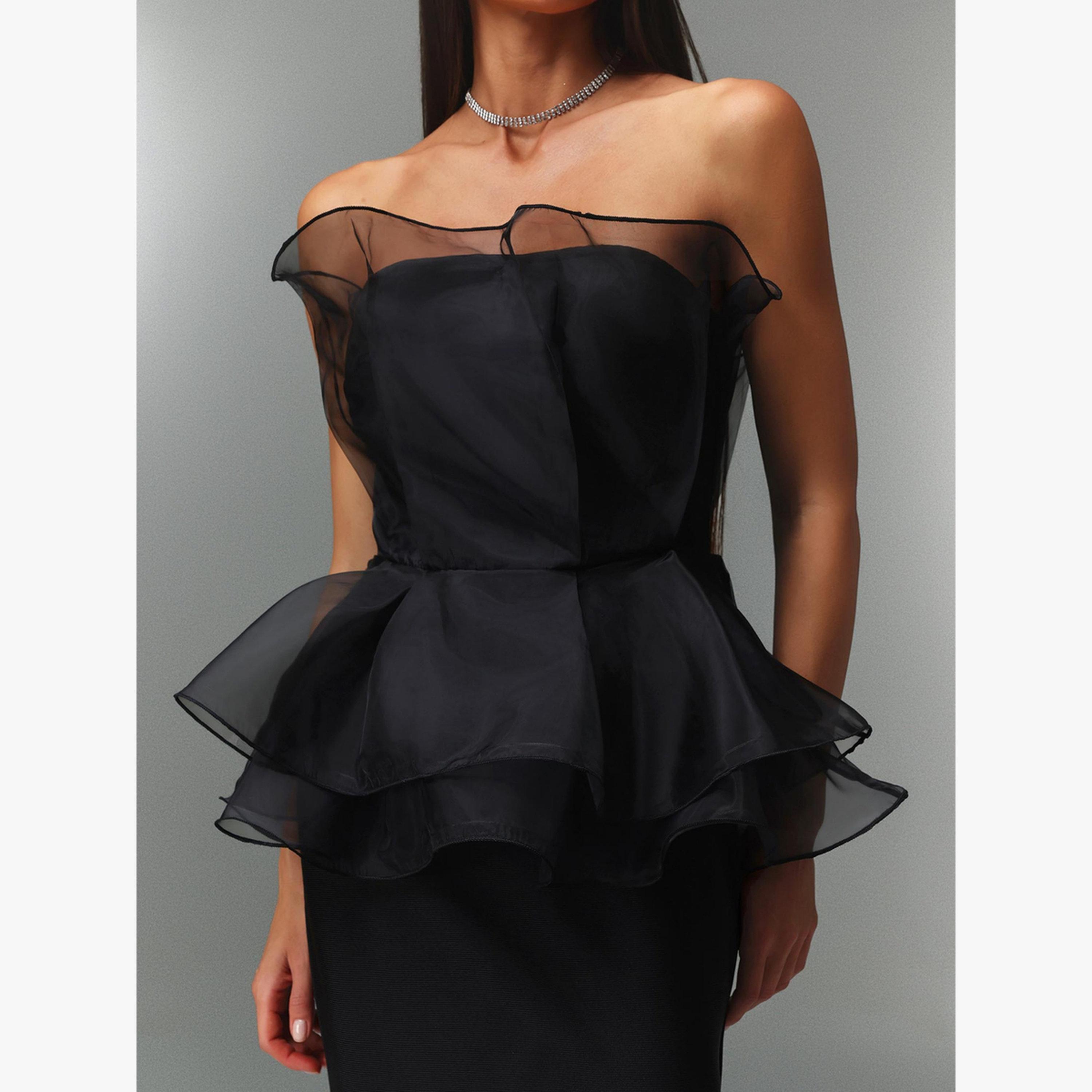 فستان طويل بلا أكمام وتفاصيل شبكية-women-clothing-dresses-image-5