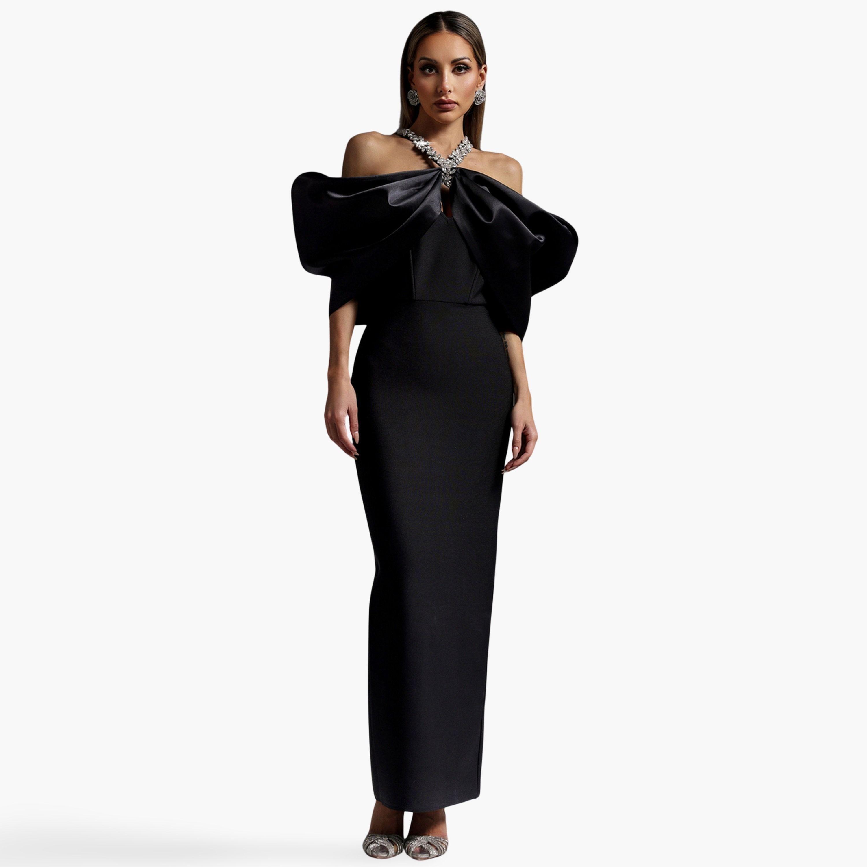 تيك تو - فستان ماكسي ضيقلون أسود للنساء-women-clothing-dresses-image-1