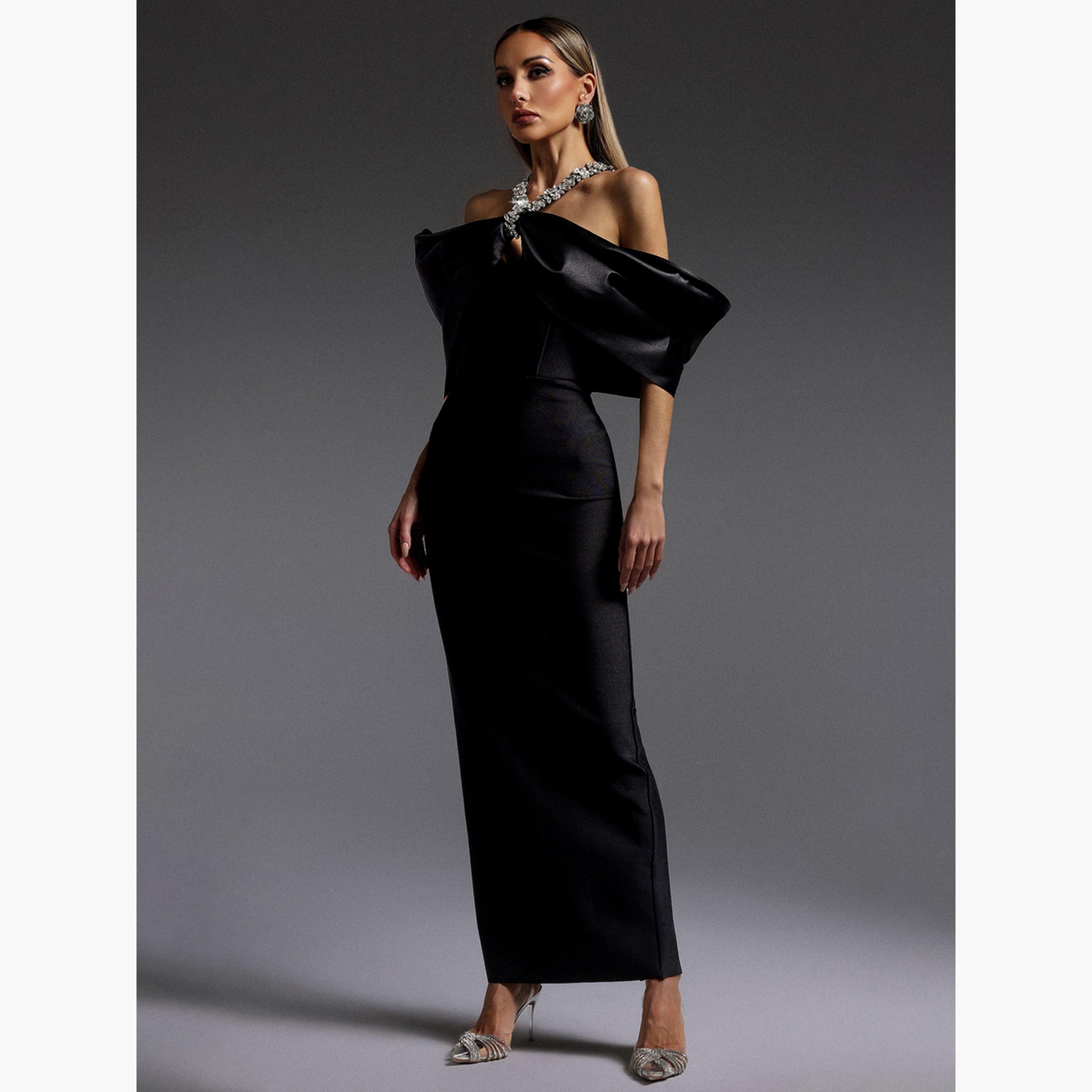 Take Two Women Black Halter Neck Bodycon Maxi Dress-women-clothing-dresses-image-3