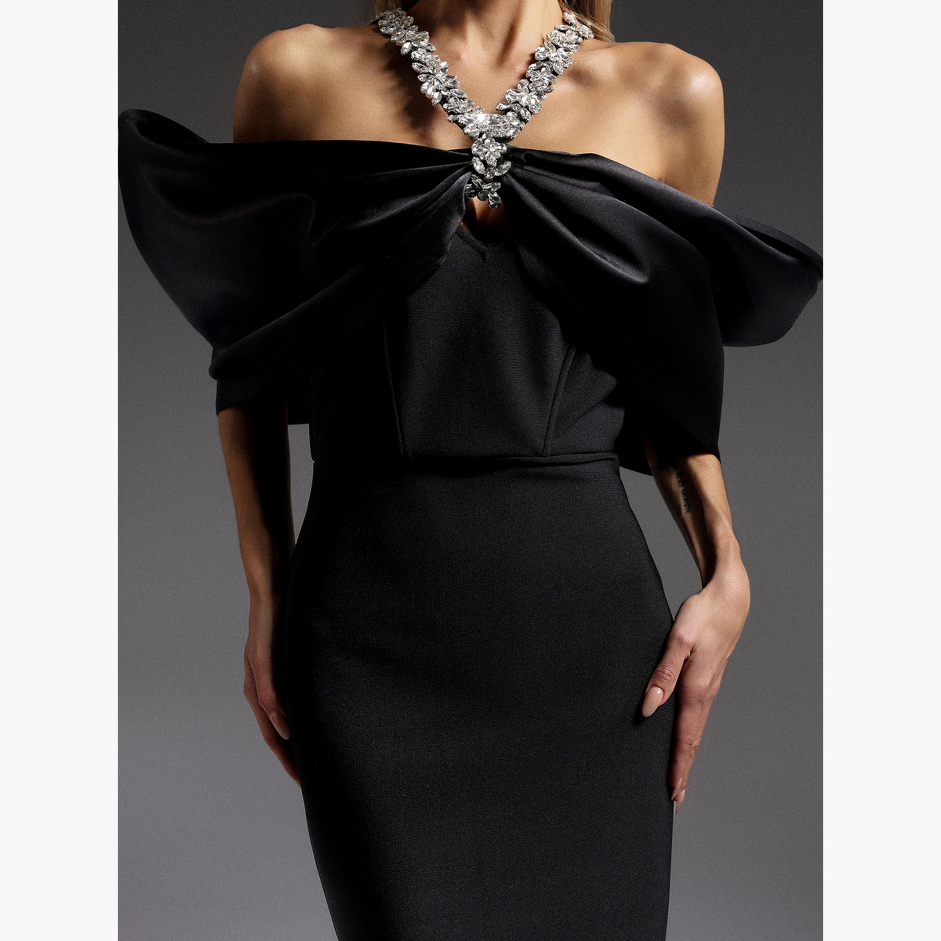 تيك تو - فستان ماكسي ضيقلون أسود للنساء-women-clothing-dresses-image-6