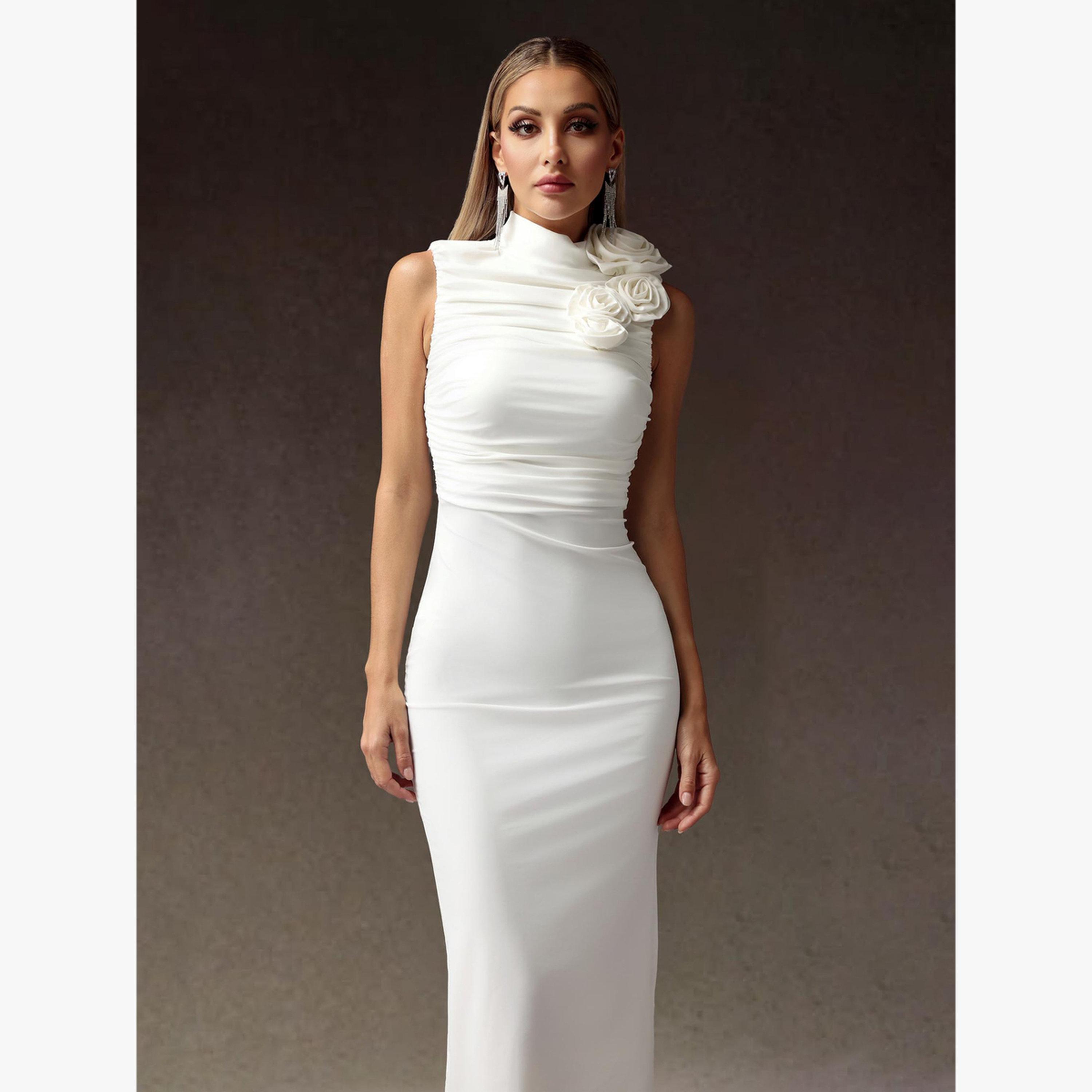 فستان ميدي بلا أكمام بتفاصيل زهرة-women-clothing-dresses-image-4