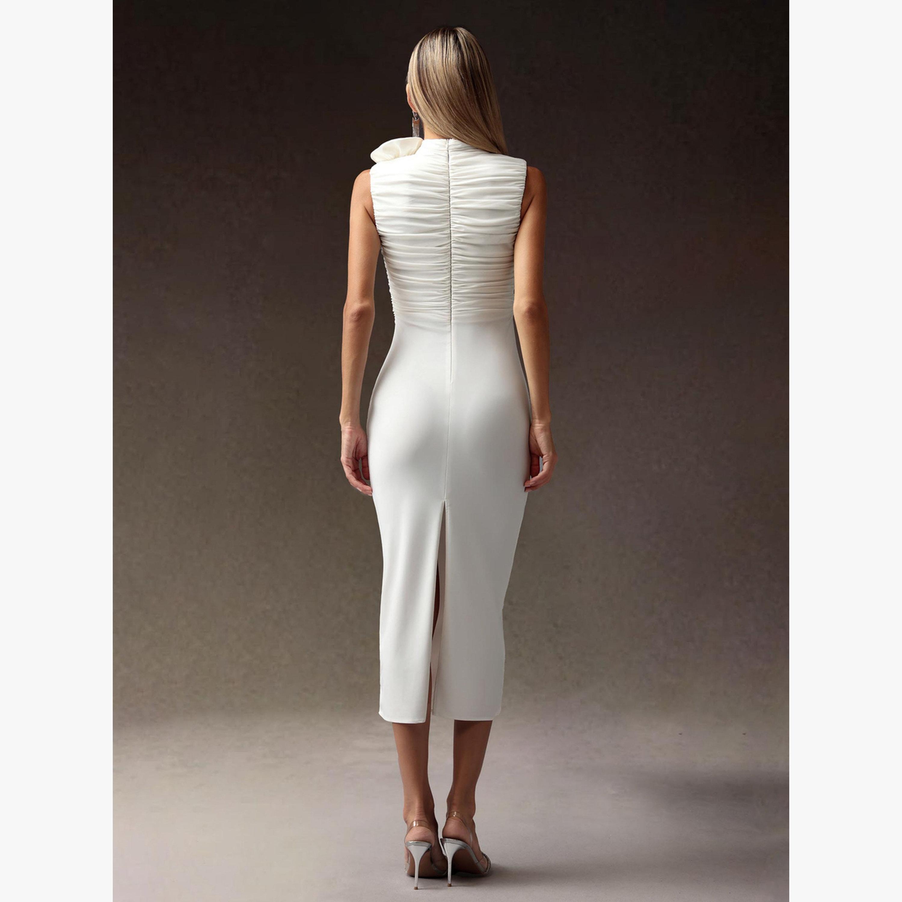 فستان ميدي بلا أكمام بتفاصيل زهرة-women-clothing-dresses-image-6