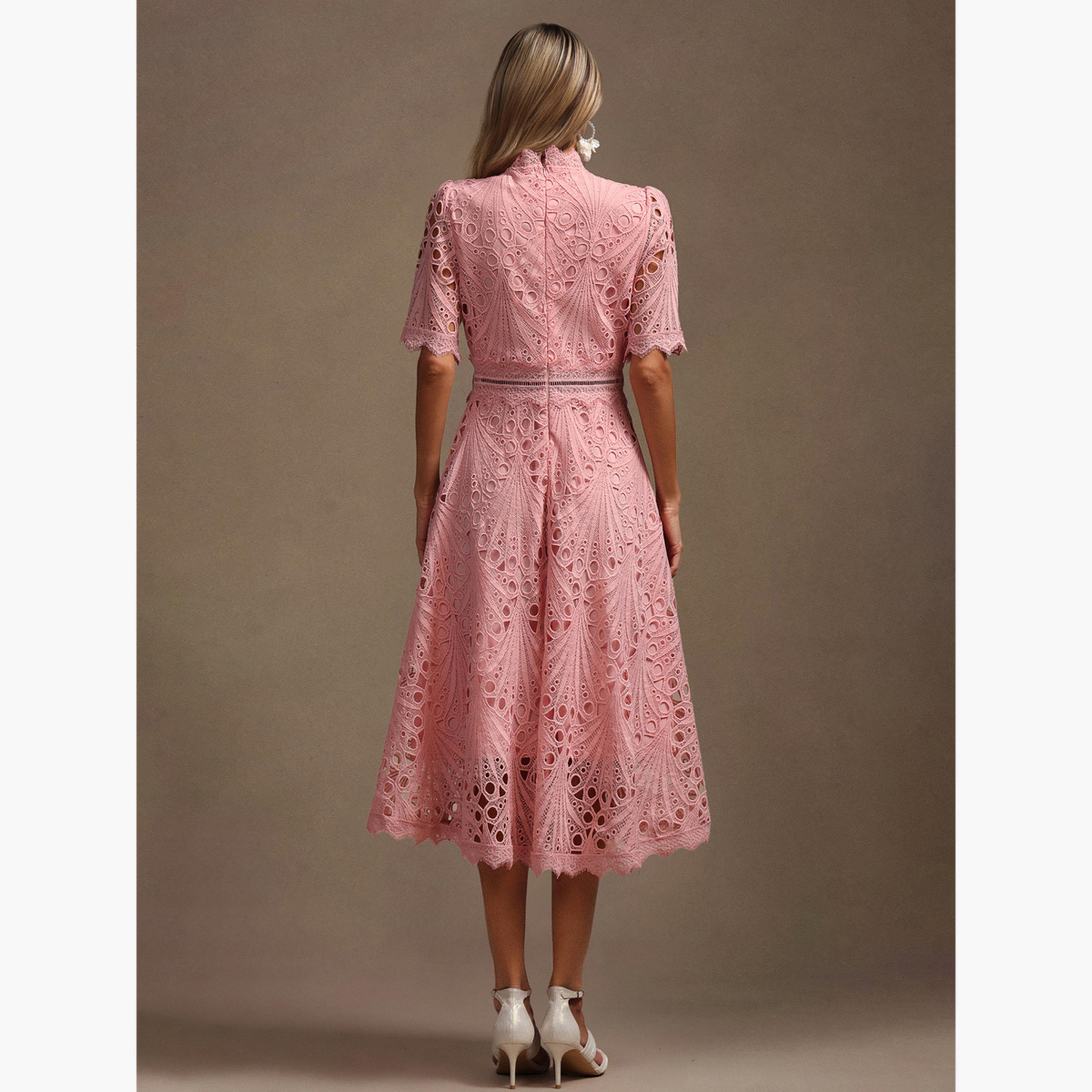Take Two Women Pink All-Lace Midi Dress-women-clothing-dresses-image-5