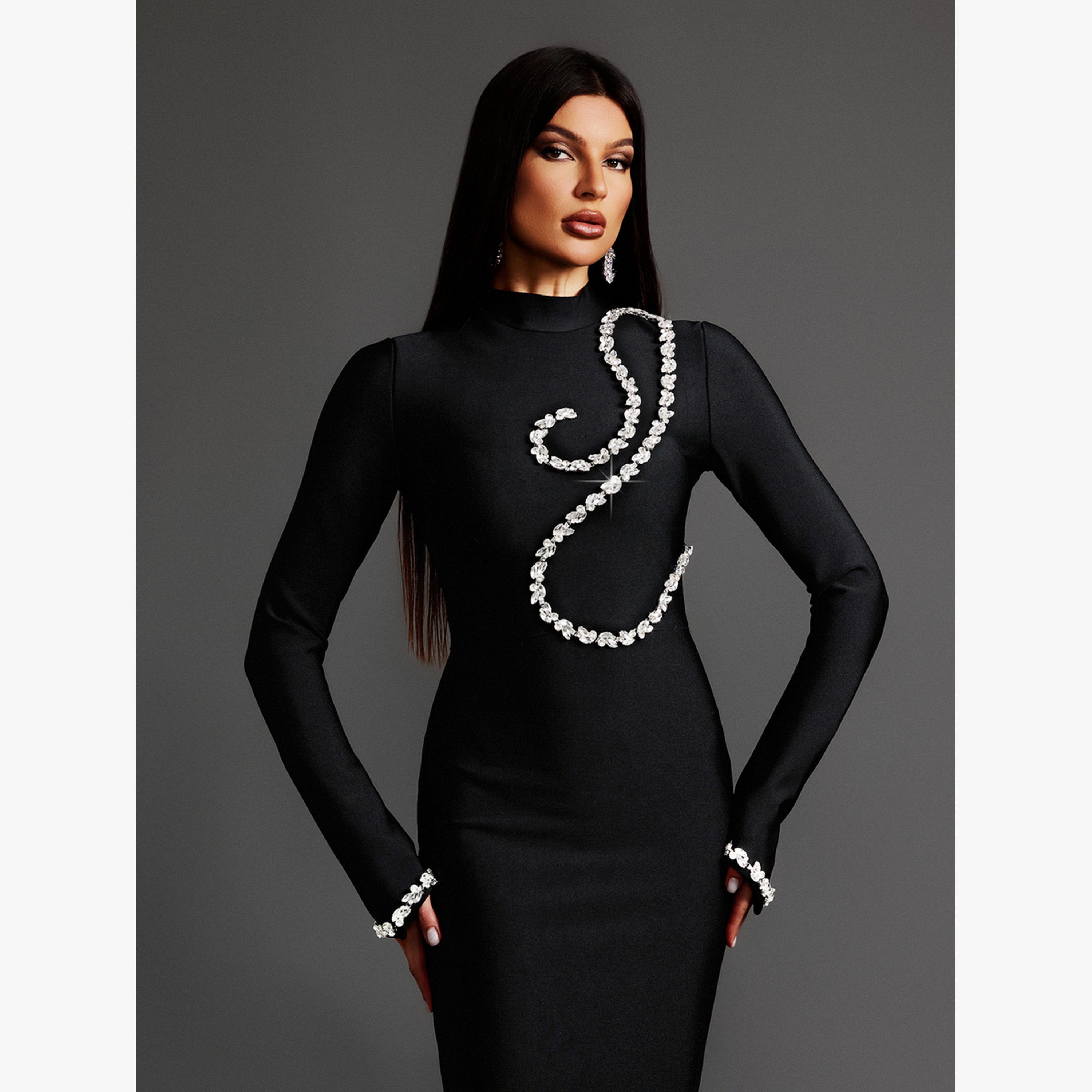 فستان طويل ضيق مزين-women-clothing-dresses-image-3
