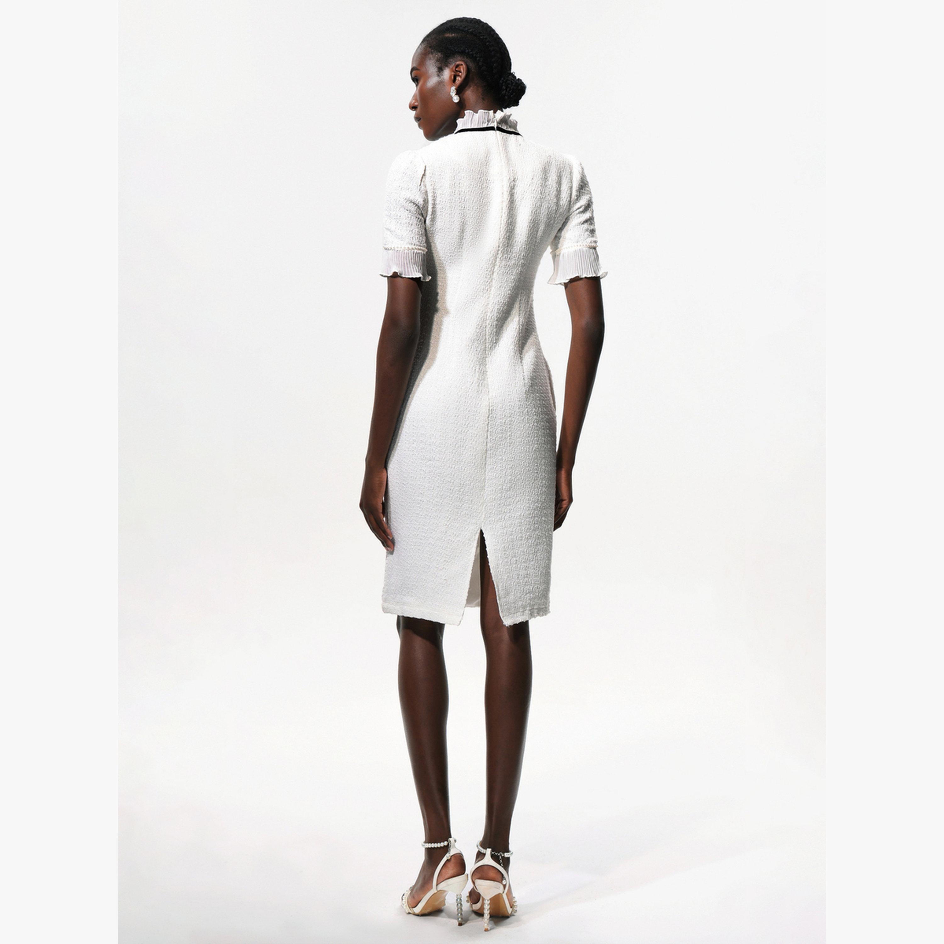 فستان بطول الركبة بفيونكة متباينة-women-clothing-dresses-image-6